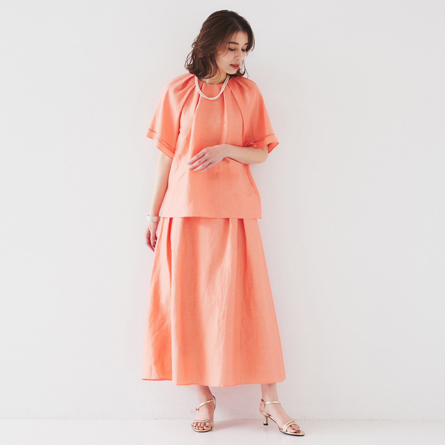 UNTITLED「◆【セットアップ可能】リネン混 タックブラウス」|シャツ・ブラウス|