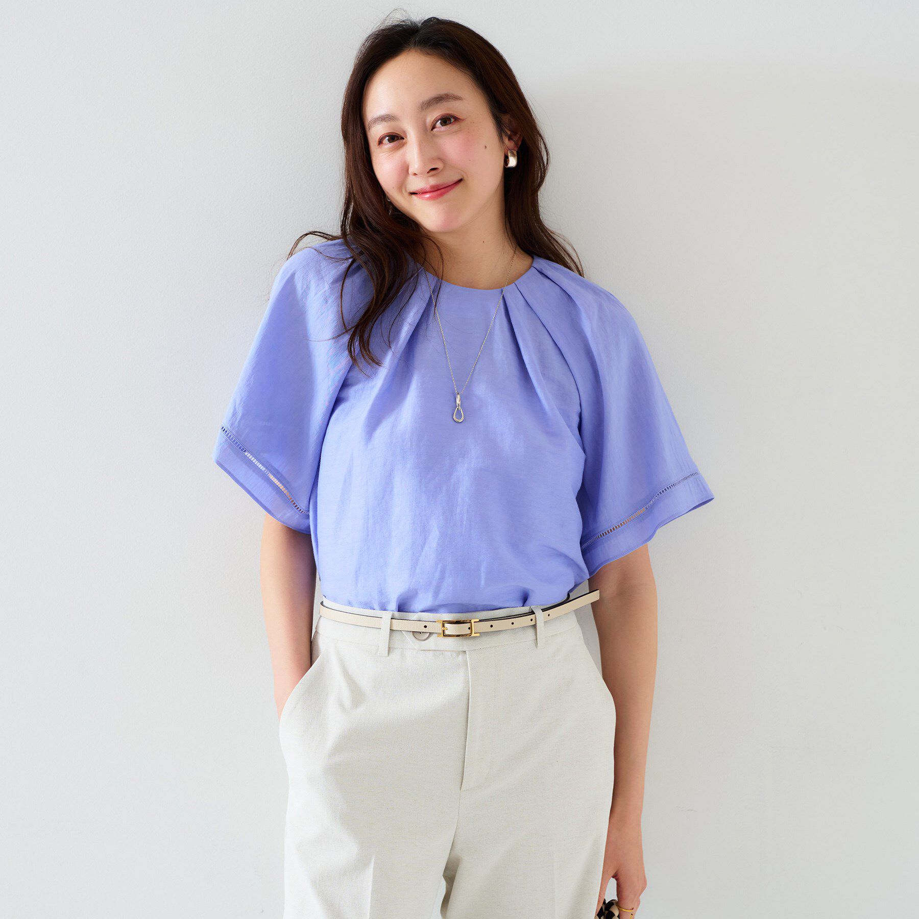 UNTITLED「◆【セットアップ可能】リネン混 タックブラウス」|シャツ・ブラウス|