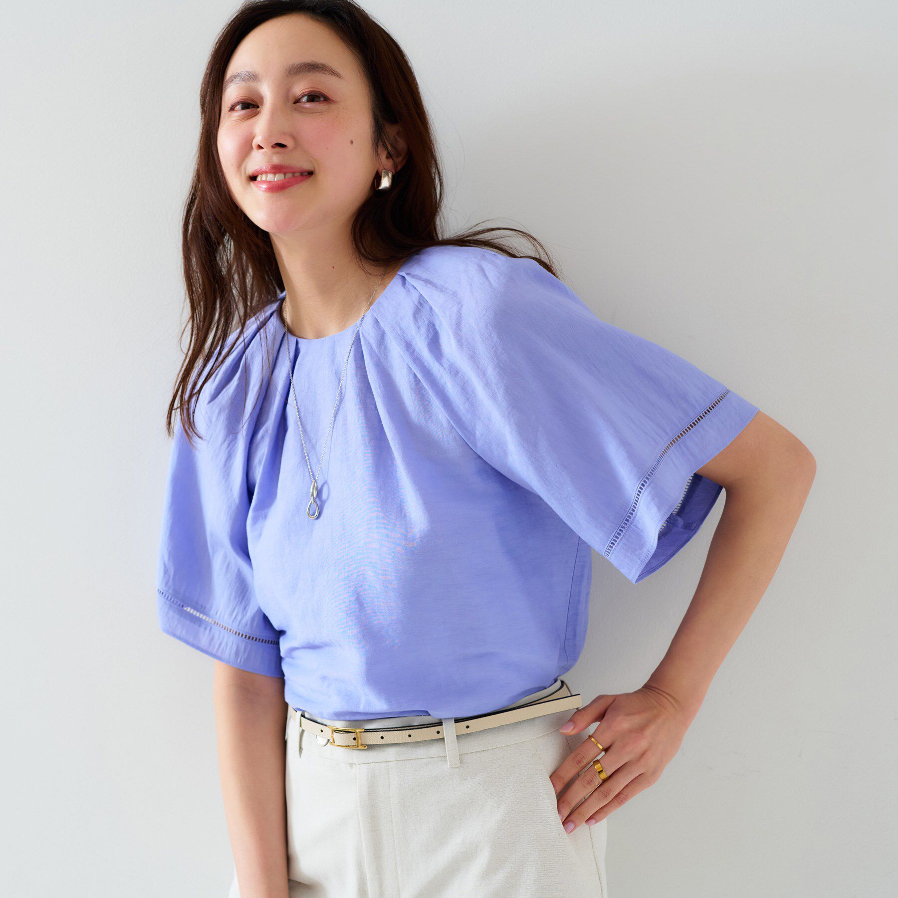 UNTITLED「◆【セットアップ可能】リネン混 タックブラウス」|シャツ・ブラウス|