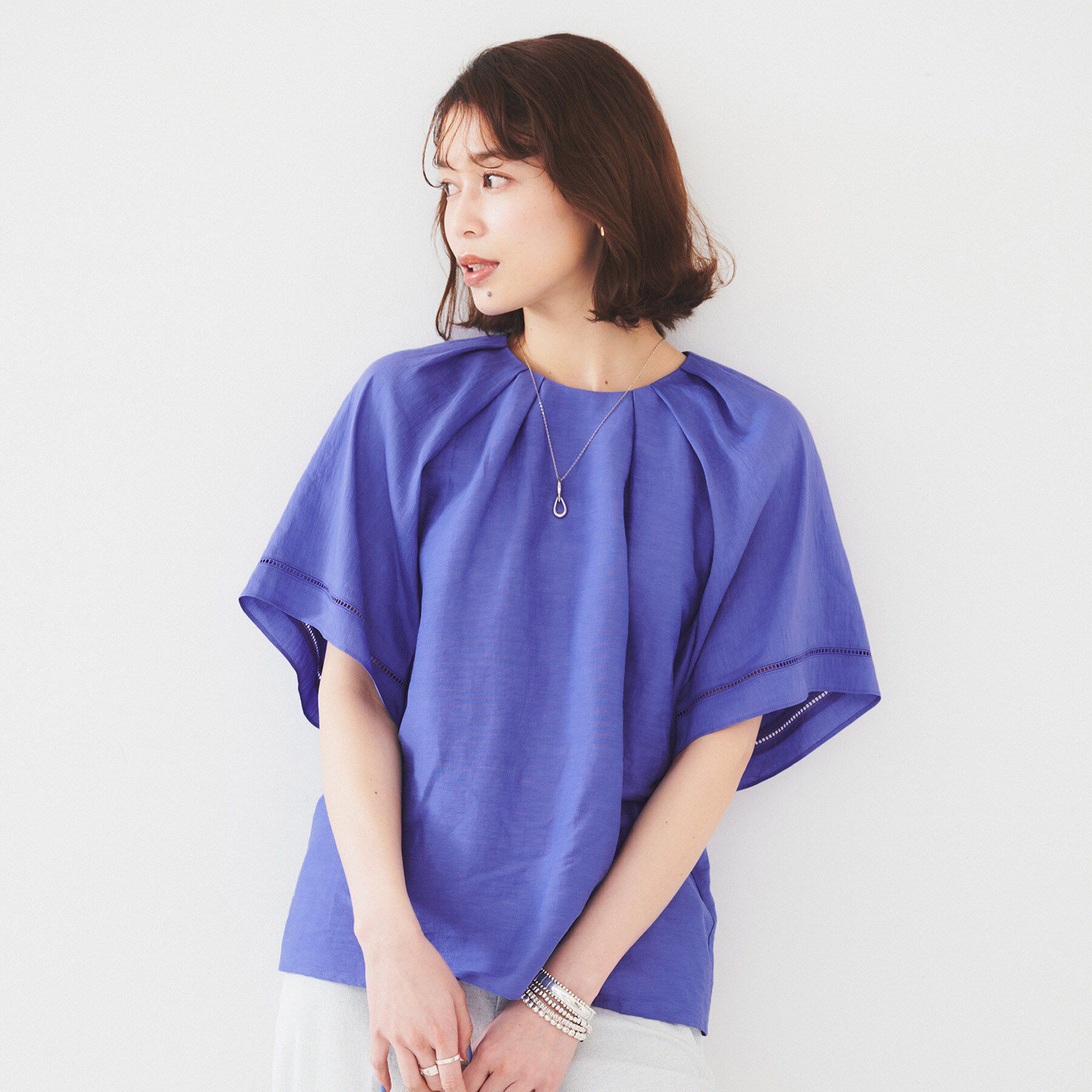 UNTITLED「◆【セットアップ可能】リネン混 タックブラウス」|シャツ・ブラウス|