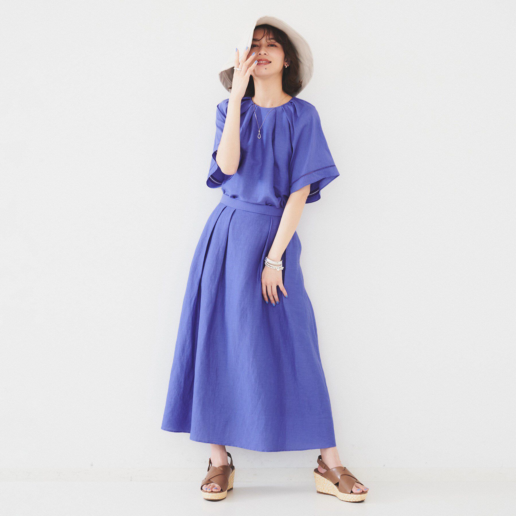 UNTITLED「◆【セットアップ可能】リネン混 タックブラウス」|シャツ・ブラウス|