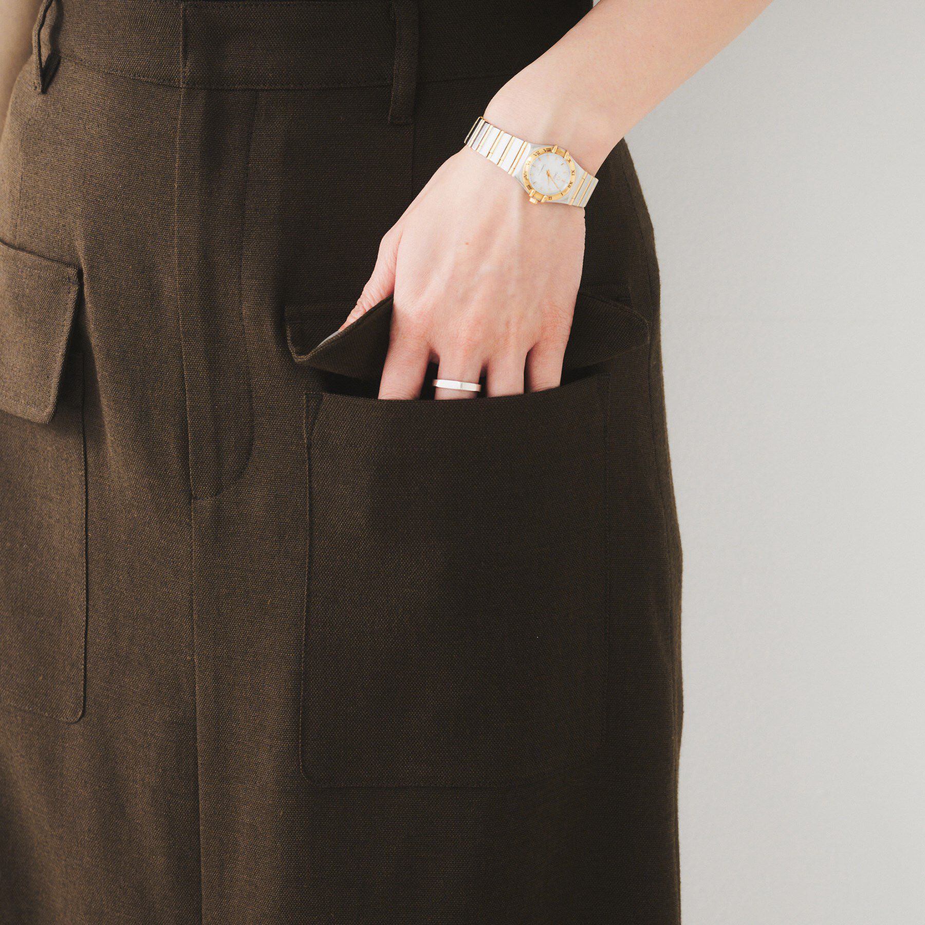 UNTITLED「◆【きれいめ/前スリット】麻混カーゴスカート」|スカート|