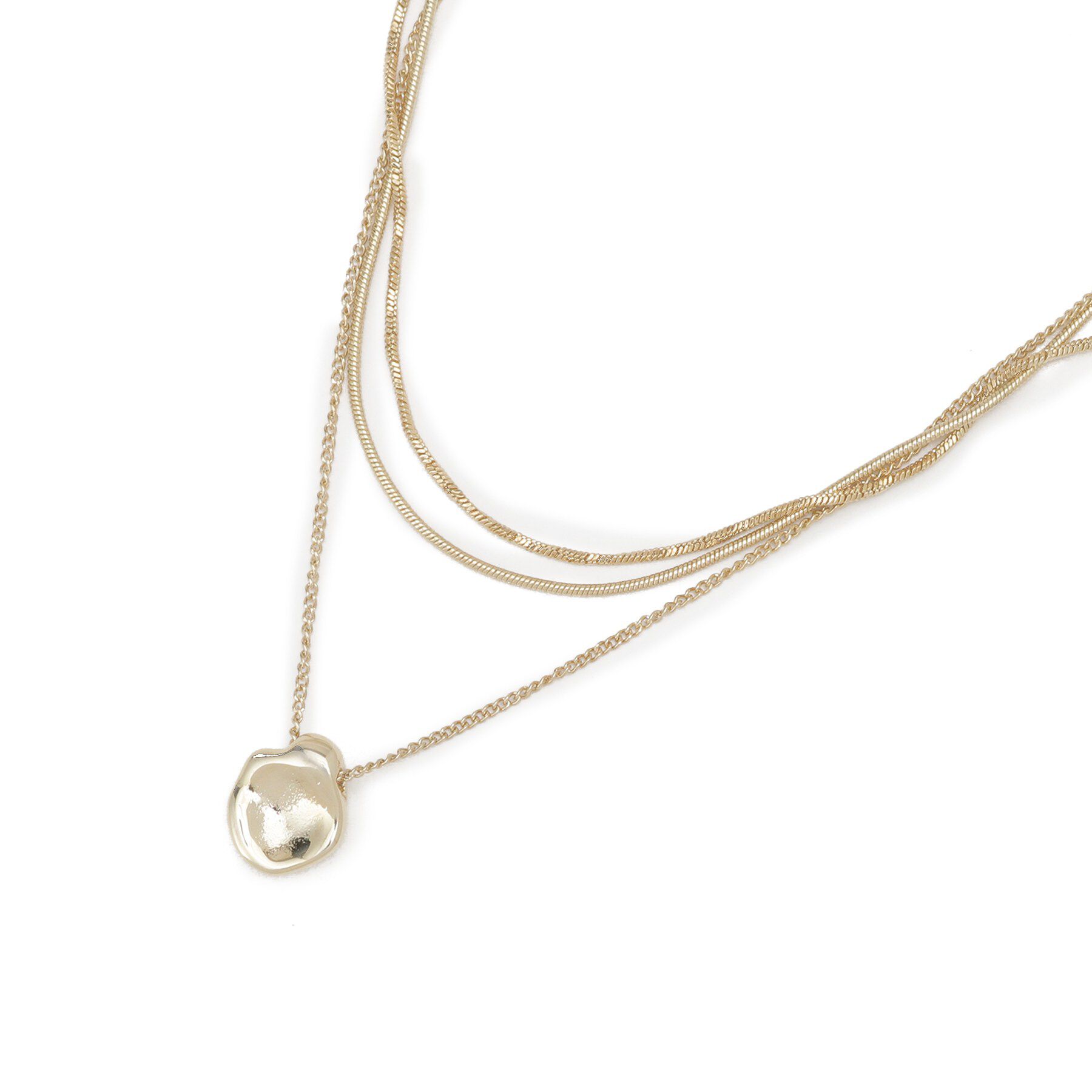 UNTITLED「【ステンレス】レイヤードチェーンネックレス」|ネックレス|ゴールド(007)