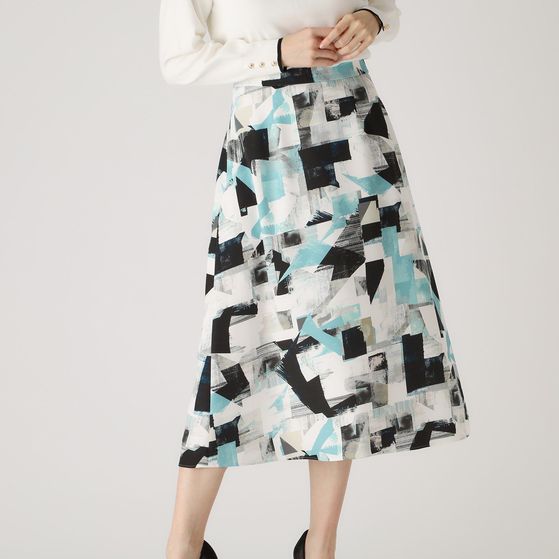 COUP DE CHANCE「【洗える／日本製】幾何学柄フレアスカート」|スカート|