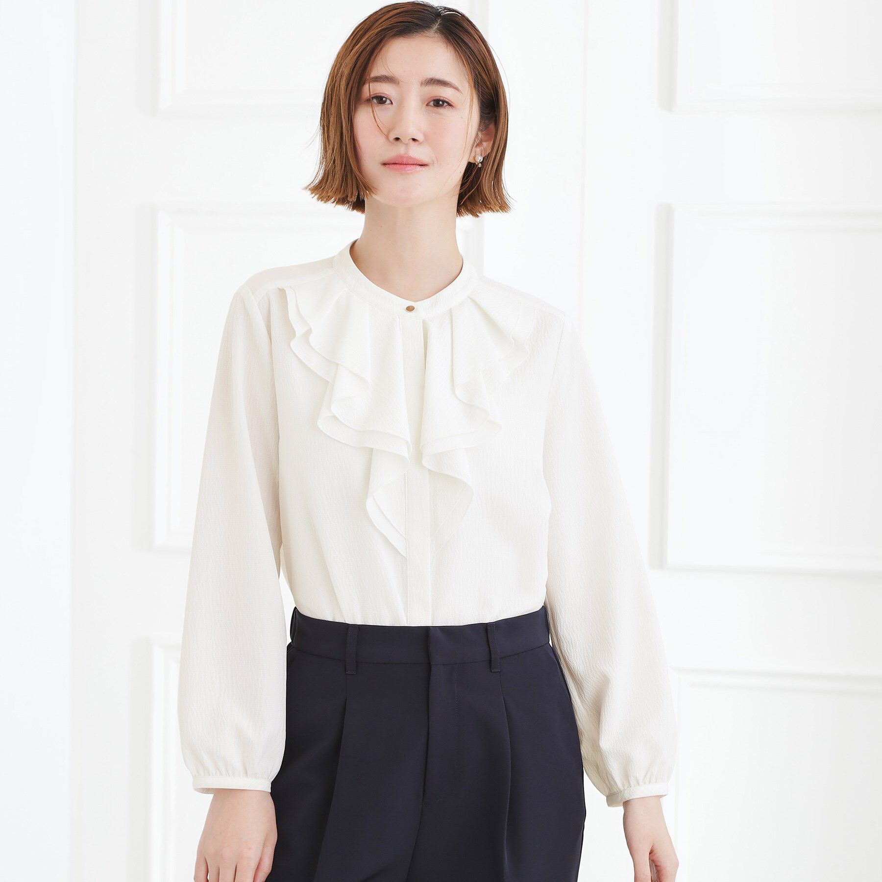 grove「【手洗いOK】フロントラッフルフリルブラウス」|シャツ・ブラウス|