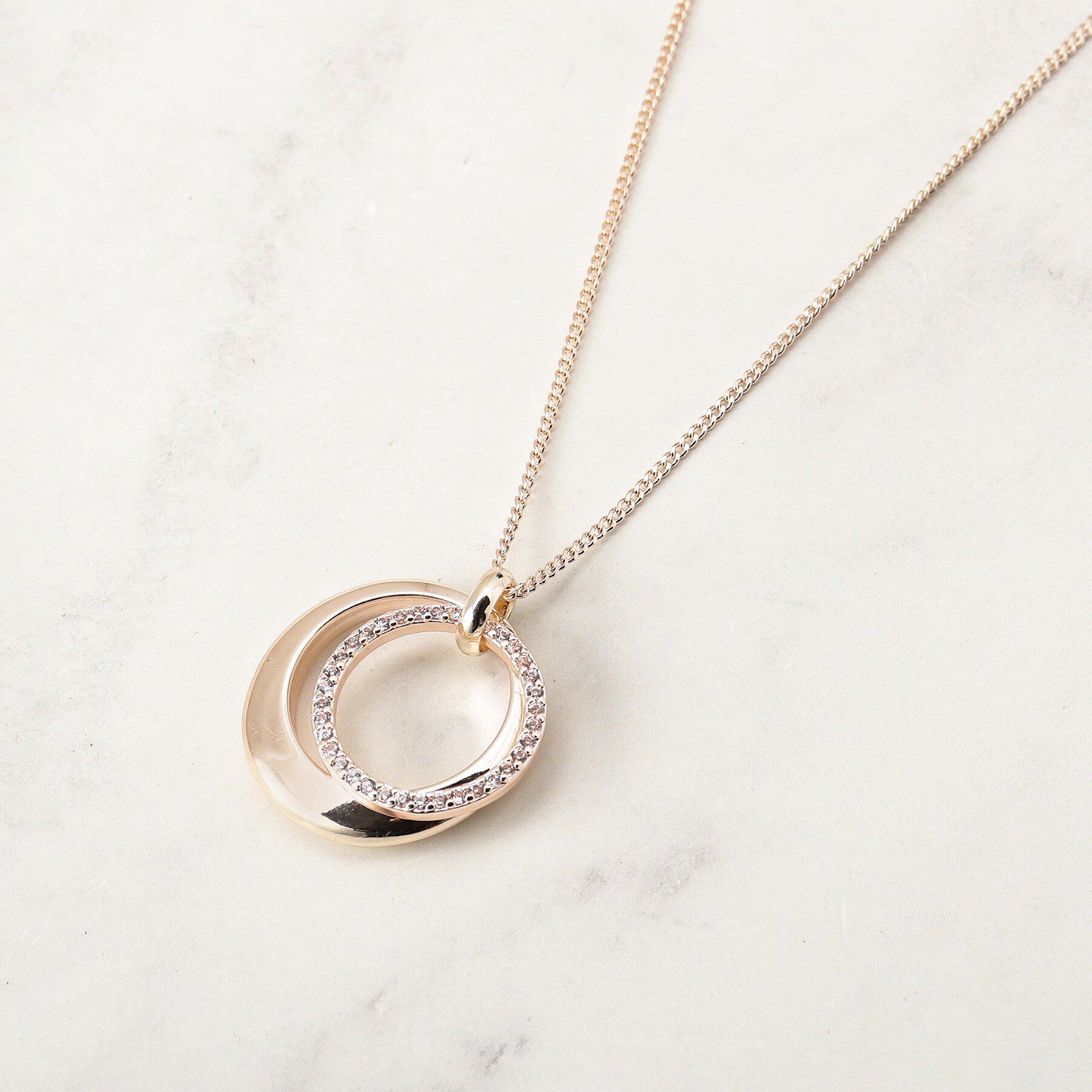 grove「ダブルメタルビジューリングネックレス」|ネックレス|ピンクゴールド(00