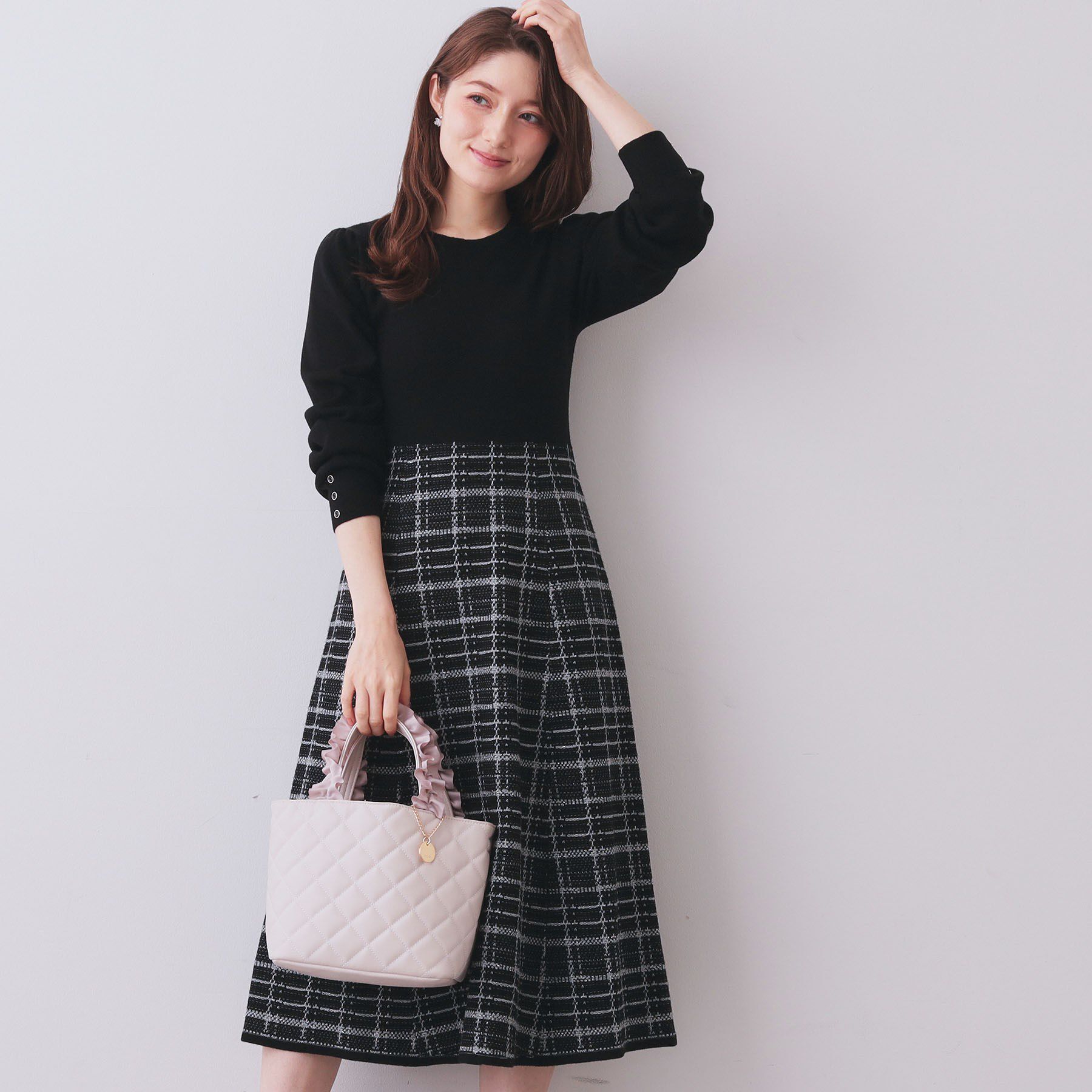 index「チェックラメジャカードニットワンピース」|ワンピース|