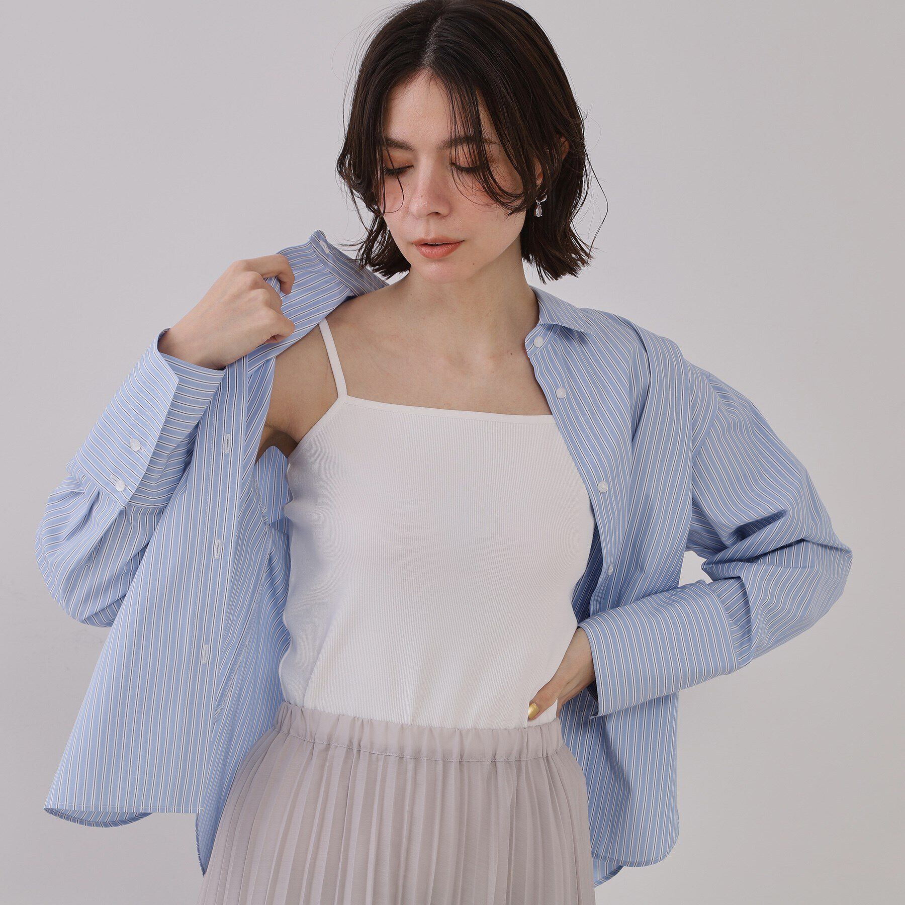 OPAQUE.CLIP「コットンリブキャミソール【洗濯機洗い可】」|キャミソール|オフホワイト(003