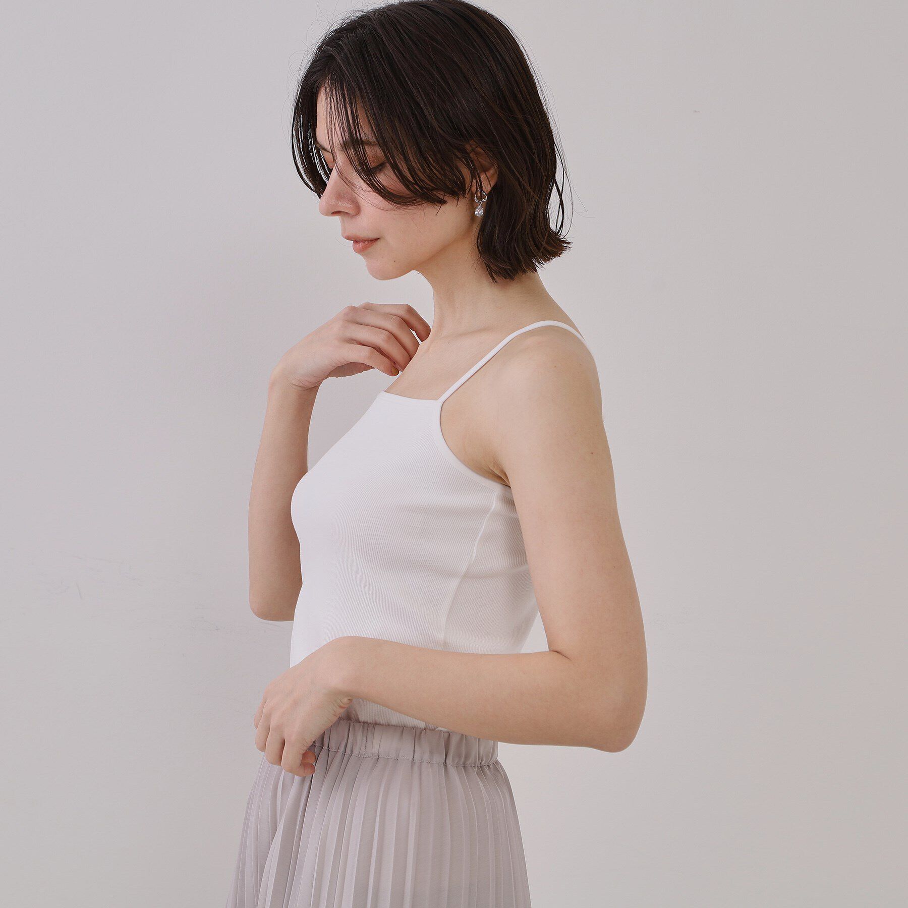 OPAQUE.CLIP「コットンリブキャミソール【洗濯機洗い可】」|キャミソール|