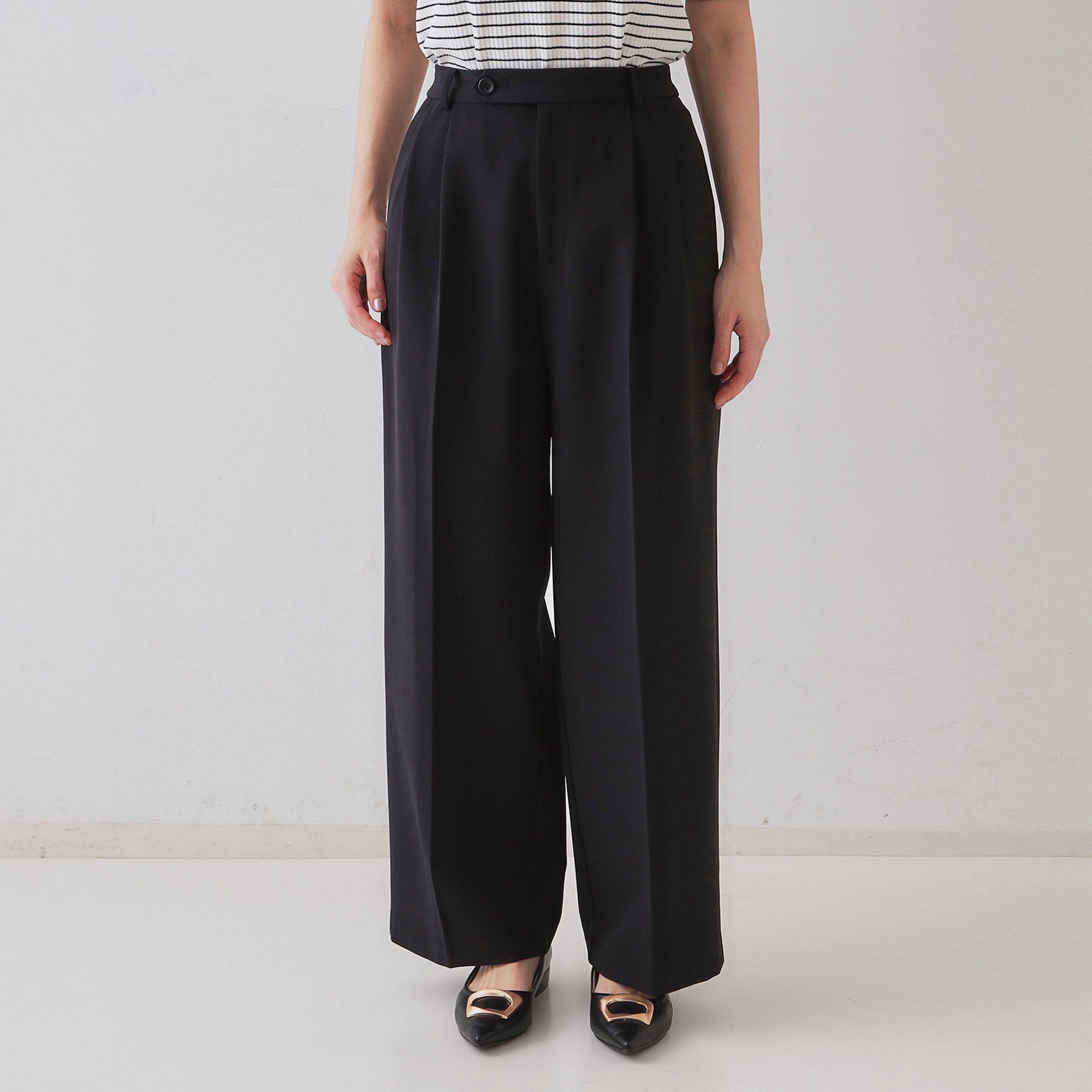 OPAQUE.CLIP「ストレッチタックワイドパンツ【洗濯機洗い可】」|その他|