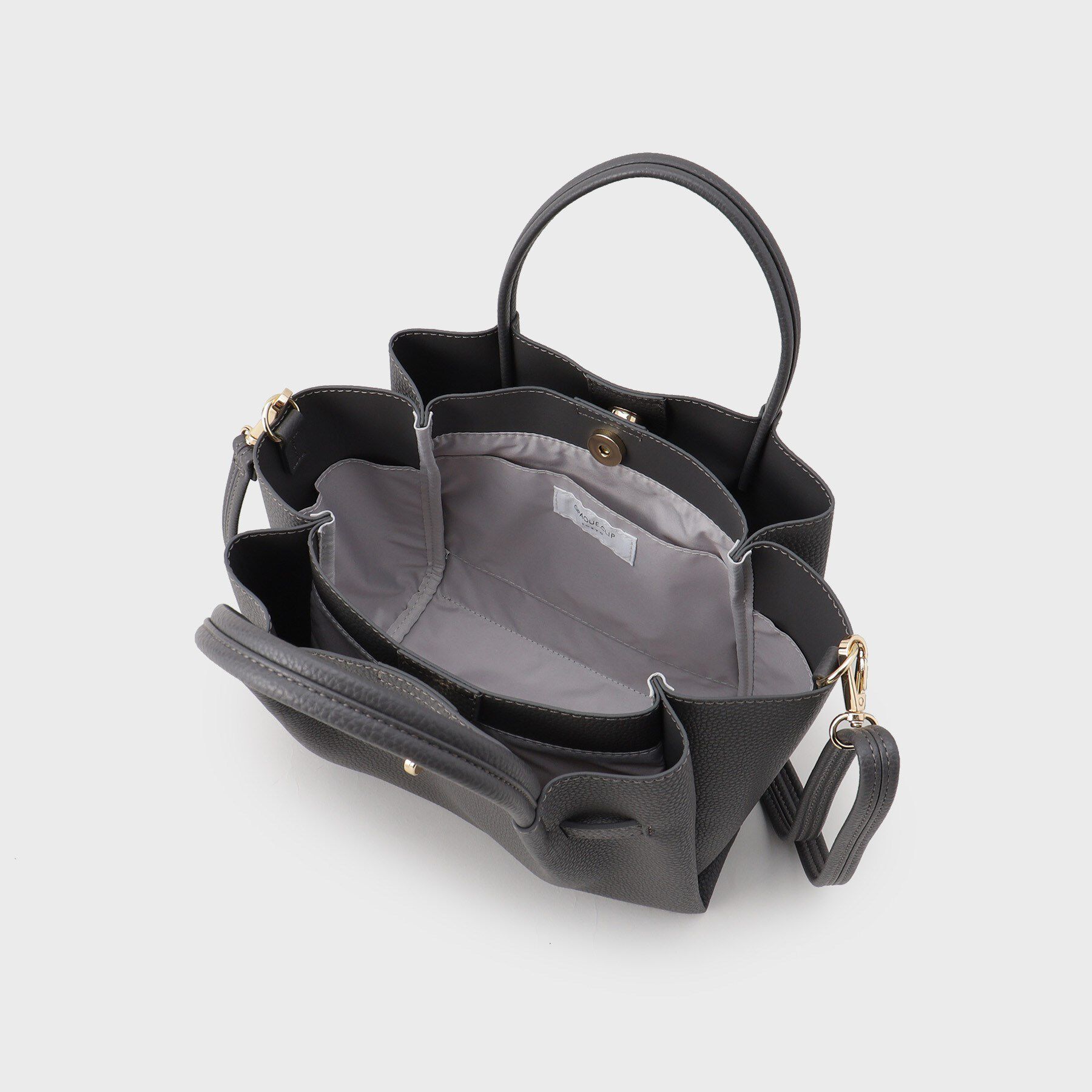 OPAQUE.CLIP「【軽量/2WAY/通勤対応】フロントベルトデザインミドルトートバッグ」|ショルダー・メッセンジャー|