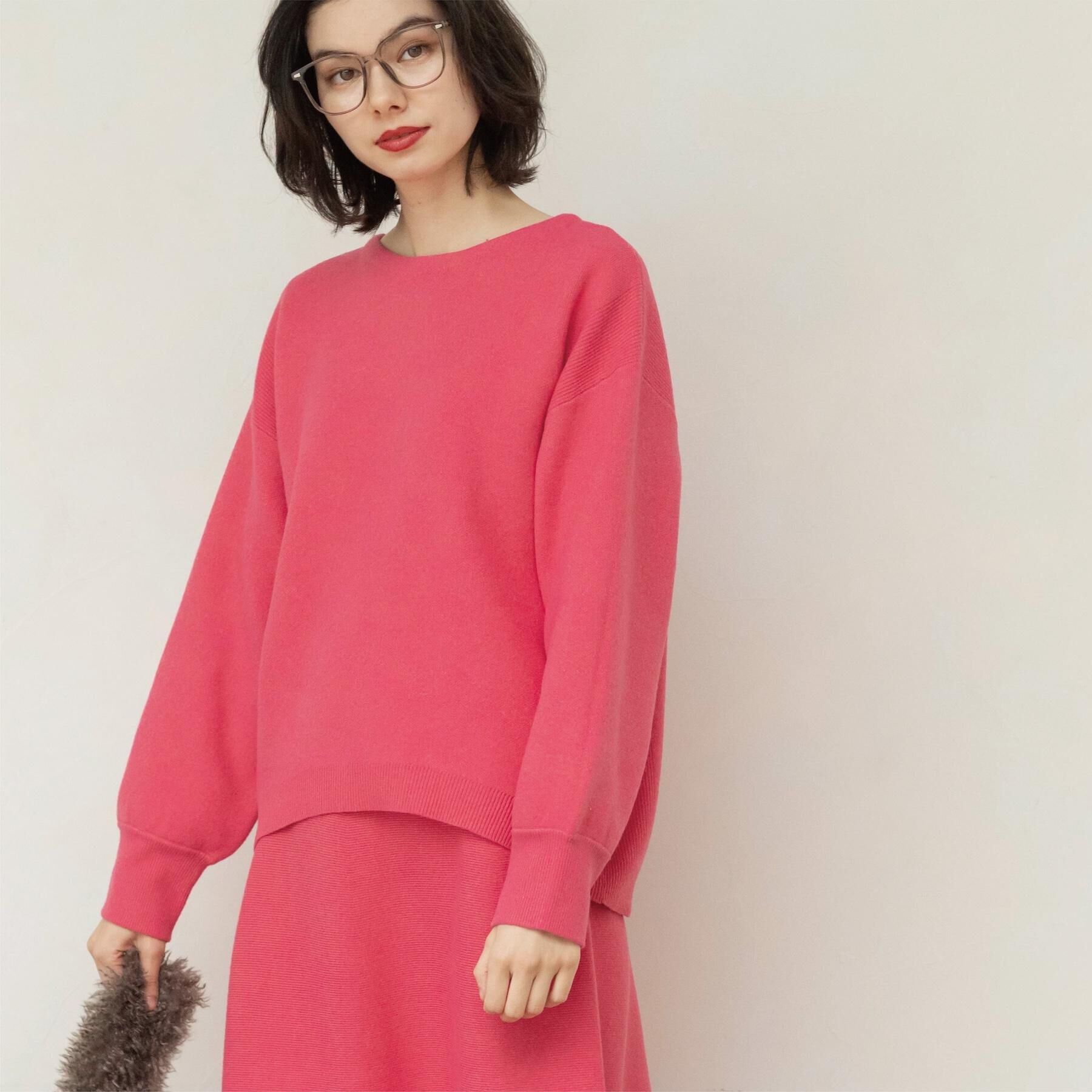 OPAQUE.CLIP「サイド編地切替ニットトップス/セットアップ対応【洗濯機OK】」|ニット・セーター|