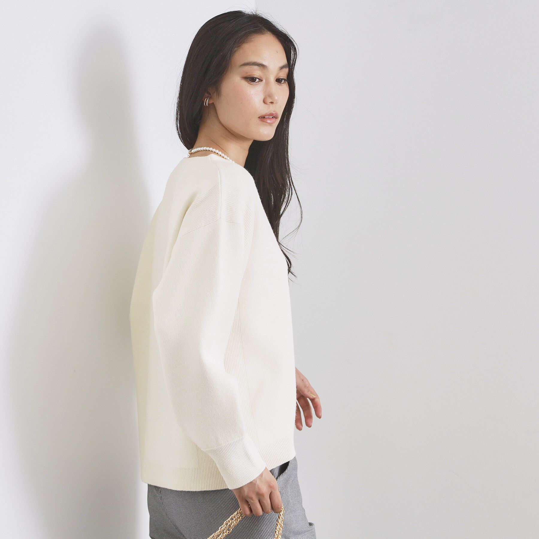 OPAQUE.CLIP「サイド編地切替ニットトップス/セットアップ対応【洗濯機OK】」|ニット・セーター|