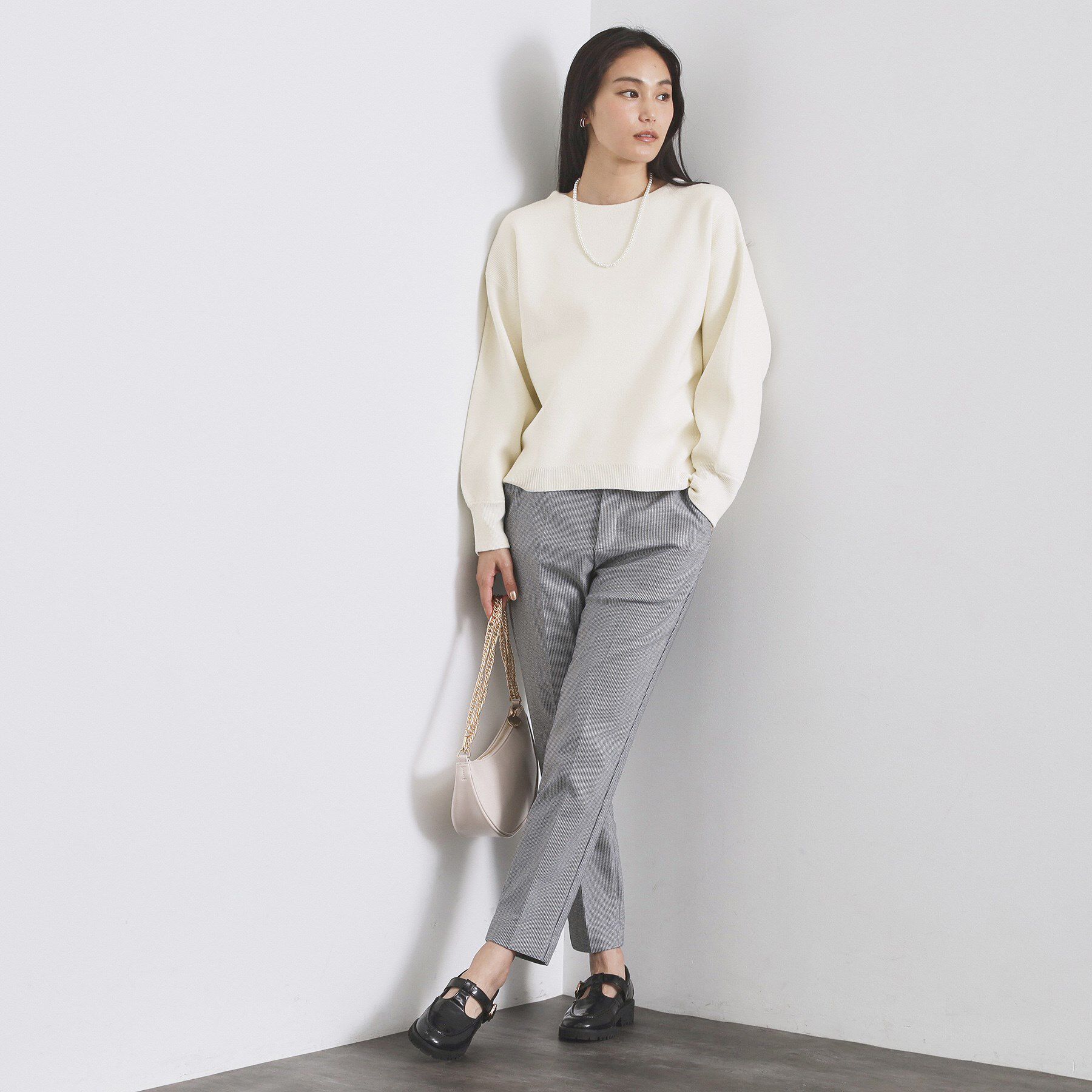 OPAQUE.CLIP「サイド編地切替ニットトップス/セットアップ対応【洗濯機OK】」|ニット・セーター|