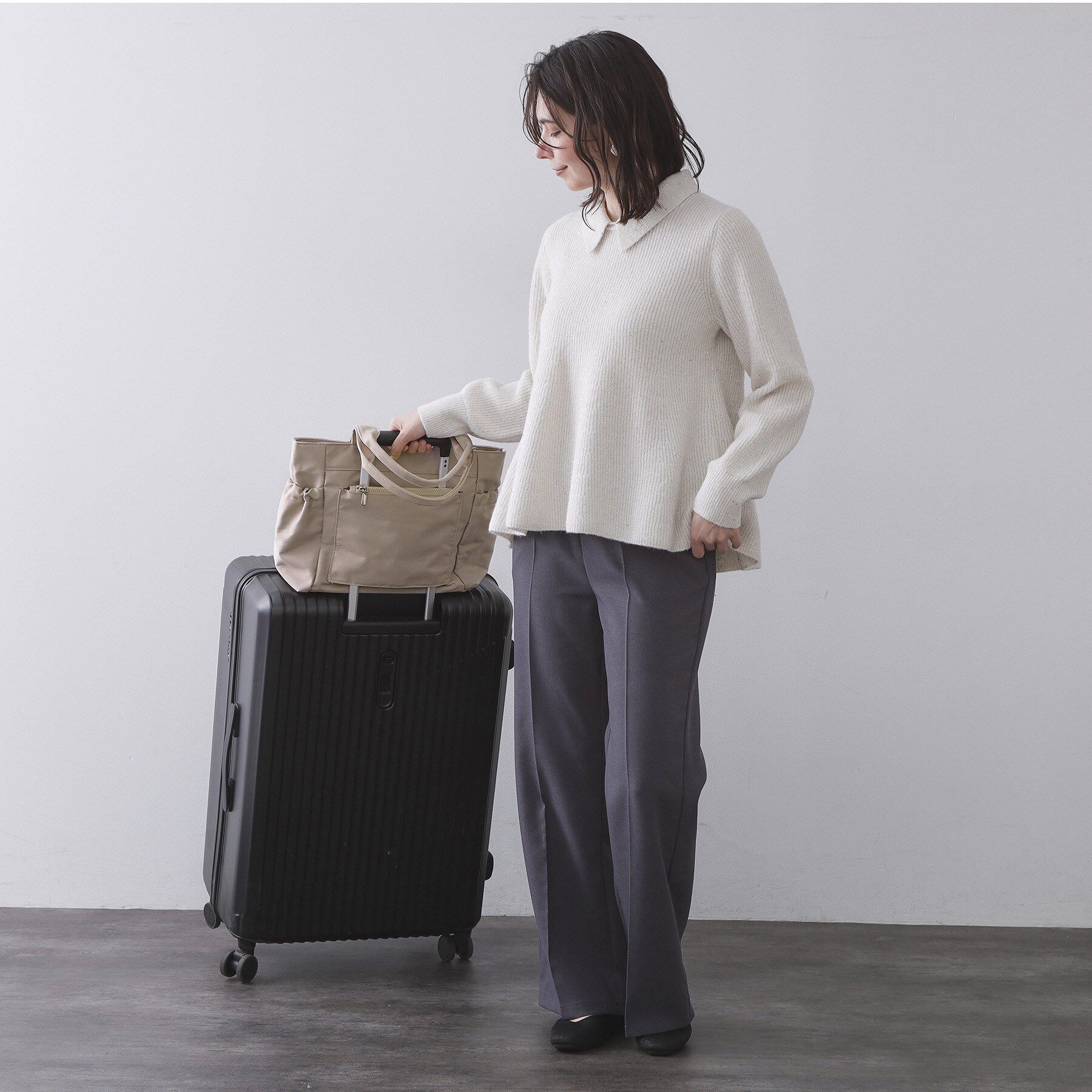 OPAQUE.CLIP「フロントポケット3層デザインBIGトートバッグ【マルチポケット】」|トートバッグ|