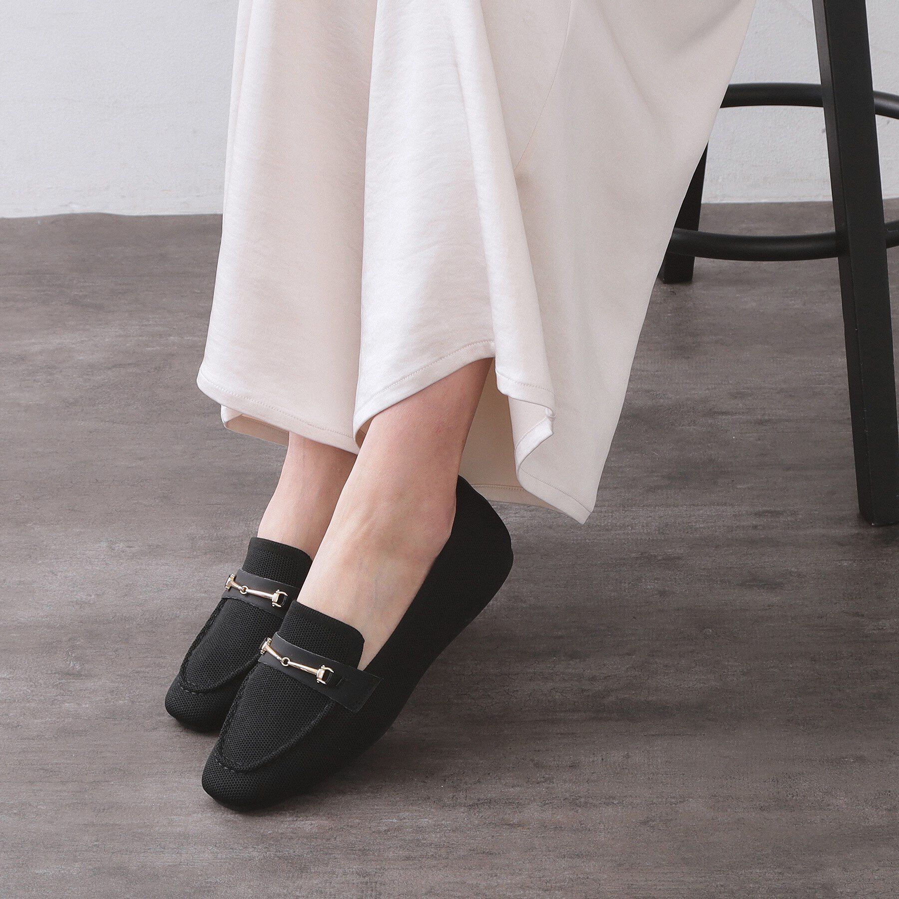 OPAQUE.CLIP「スクエアトゥニットローファー」|その他|