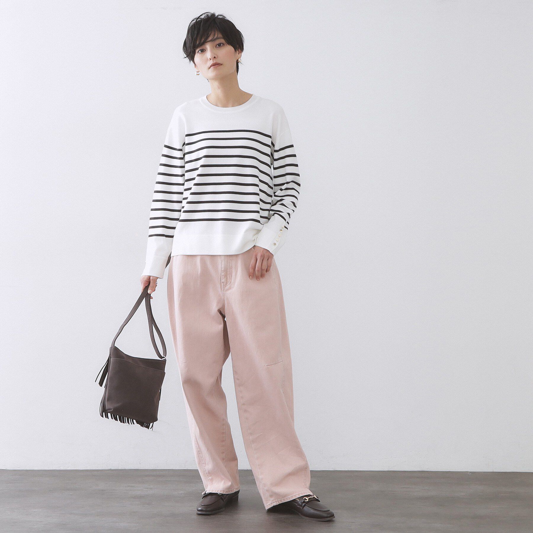 OPAQUE.CLIP「金ボタン使いリラクシーニット【洗濯機OK】」|ニット・セーター|