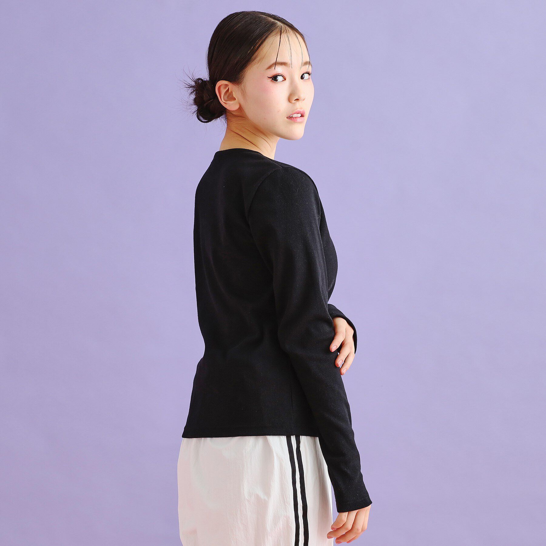 PINK-latte「シンプルテレコ長袖プルオーバー」|Tシャツ・カットソー|