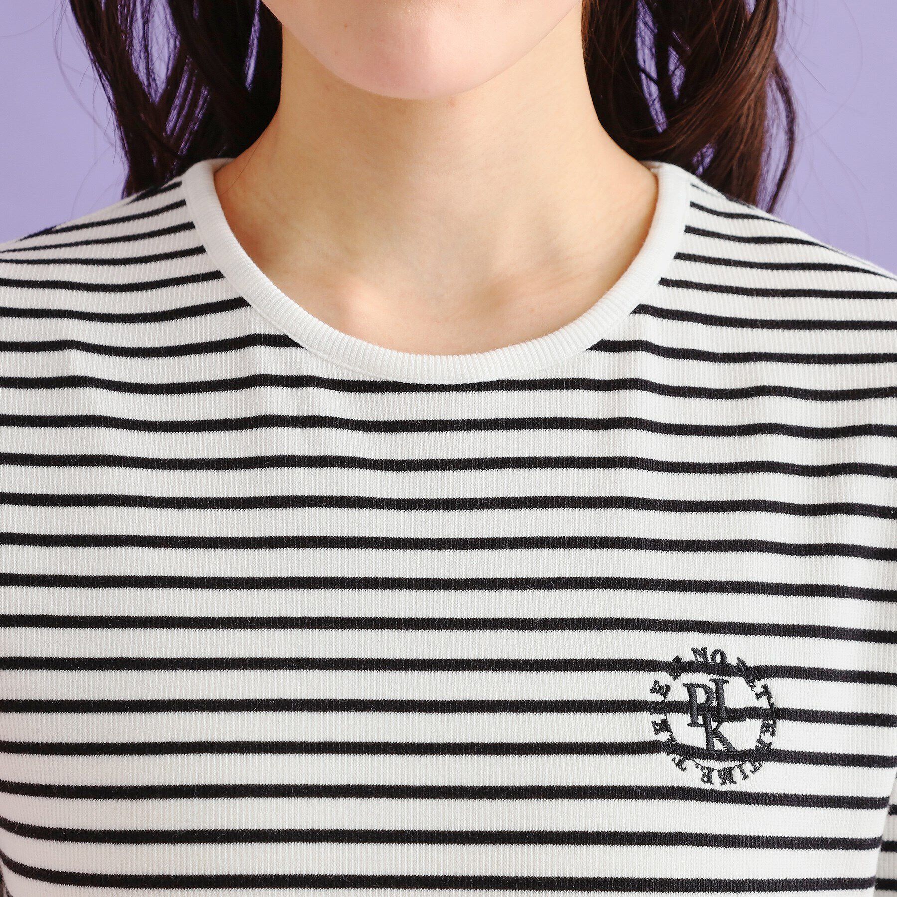 PINK-latte「シンプルテレコ長袖プルオーバー」|Tシャツ・カットソー|