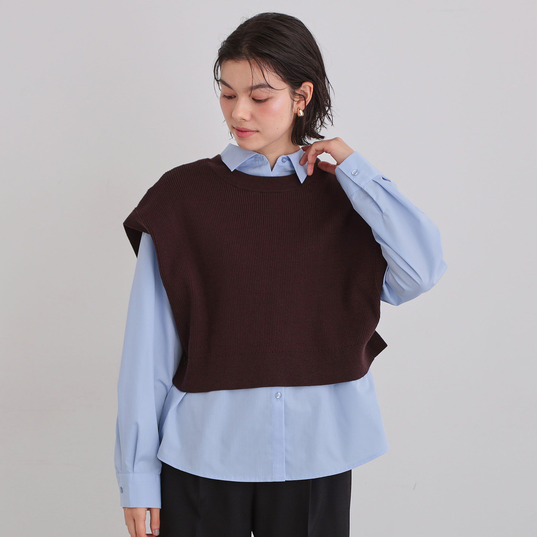 THE SHOP TK「【2点セット】レイヤードスタイルでこなれ見え ニットベスト＆シャツ」|その他|
