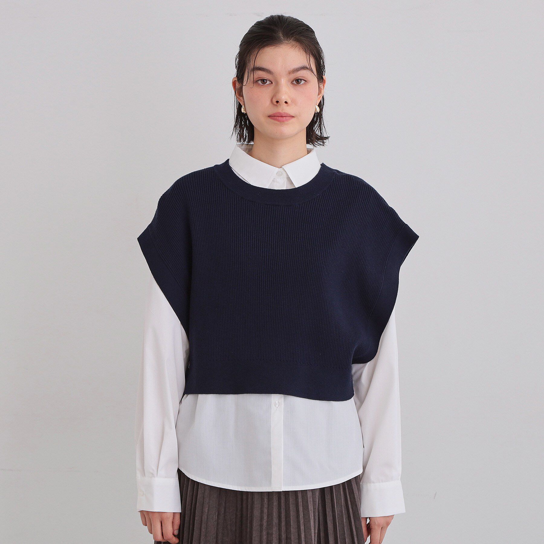 THE SHOP TK「【2点セット】レイヤードスタイルでこなれ見え ニットベスト＆シャツ」|その他|