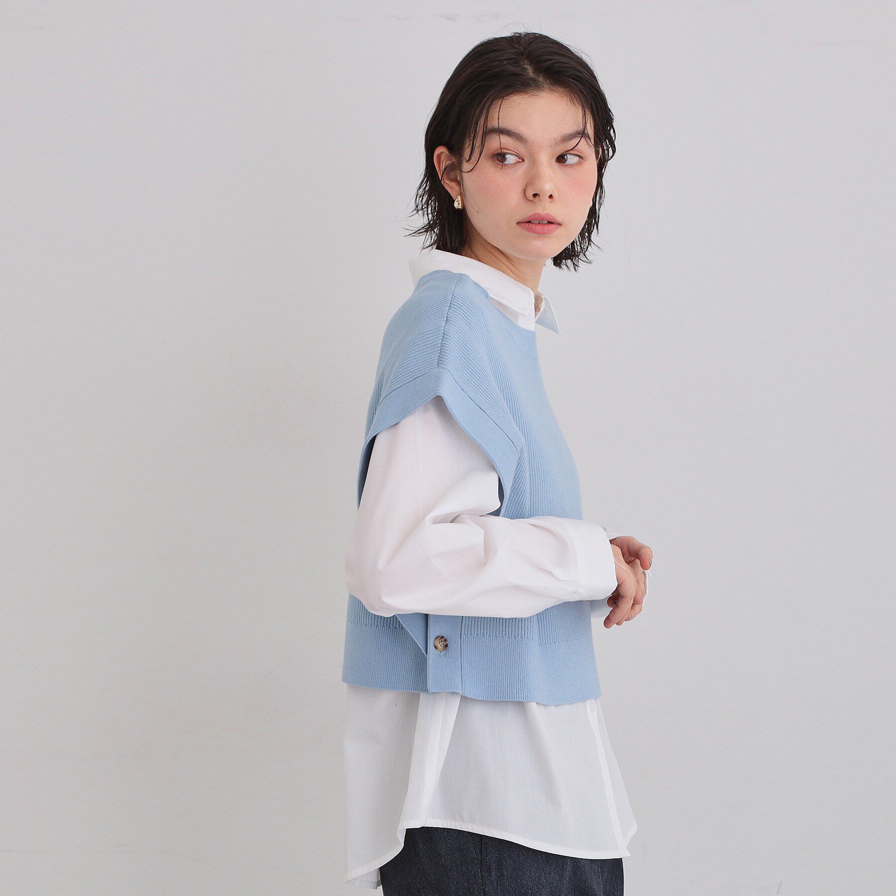 THE SHOP TK「【2点セット】レイヤードスタイルでこなれ見え ニットベスト＆シャツ」|その他|