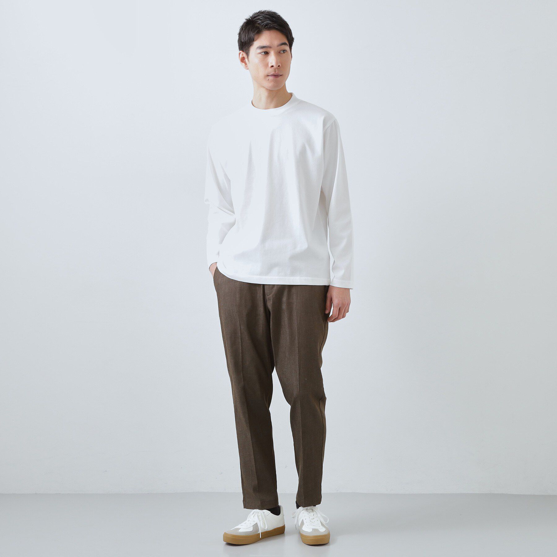 THE SHOP TK「【ジャケットインにもおすすめ】きれいめ長袖Tシャツ 洗濯機OK」|Tシャツ・カットソー|