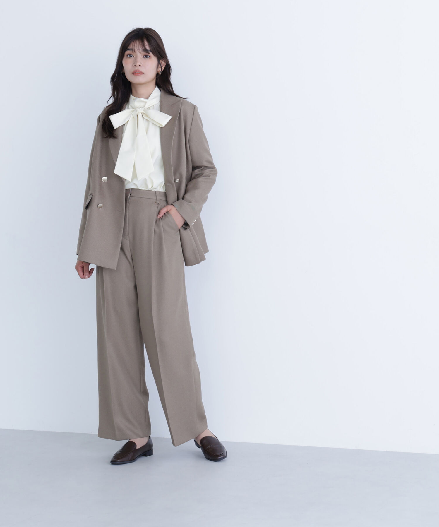  「＜骨格ナチュラル＞ツイーディータックワイドパンツ」|その他|ベージュミッ 2