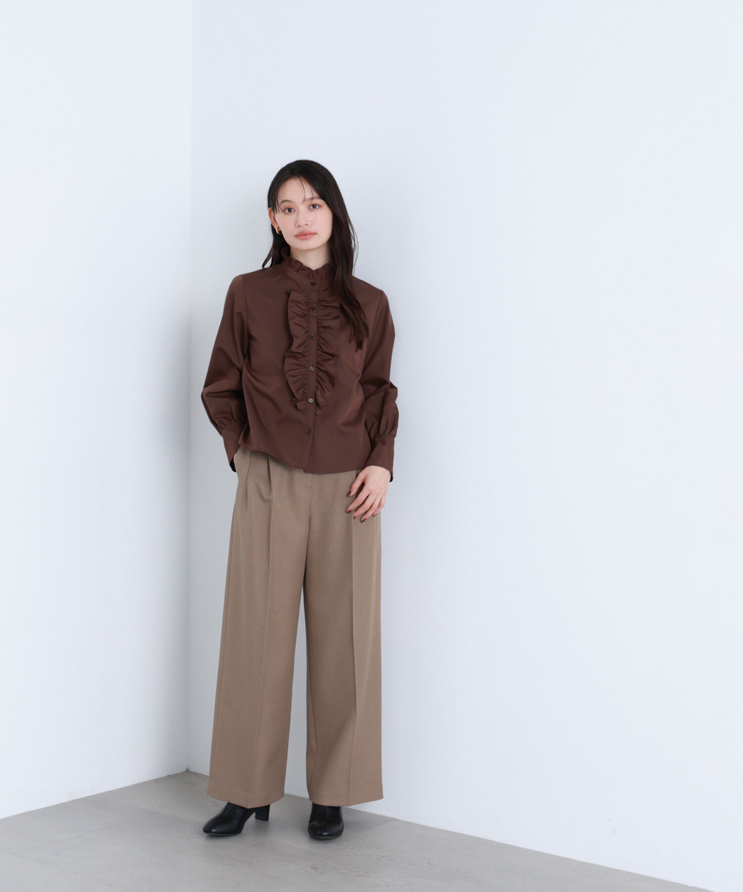  「＜骨格ナチュラル＞ツイーディータックワイドパンツ」|その他|