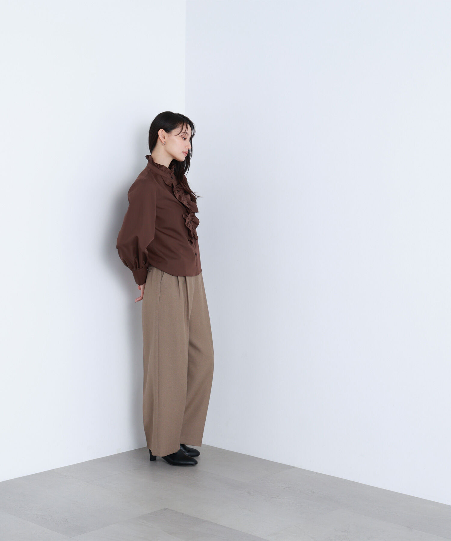  「＜骨格ナチュラル＞ツイーディータックワイドパンツ」|その他|