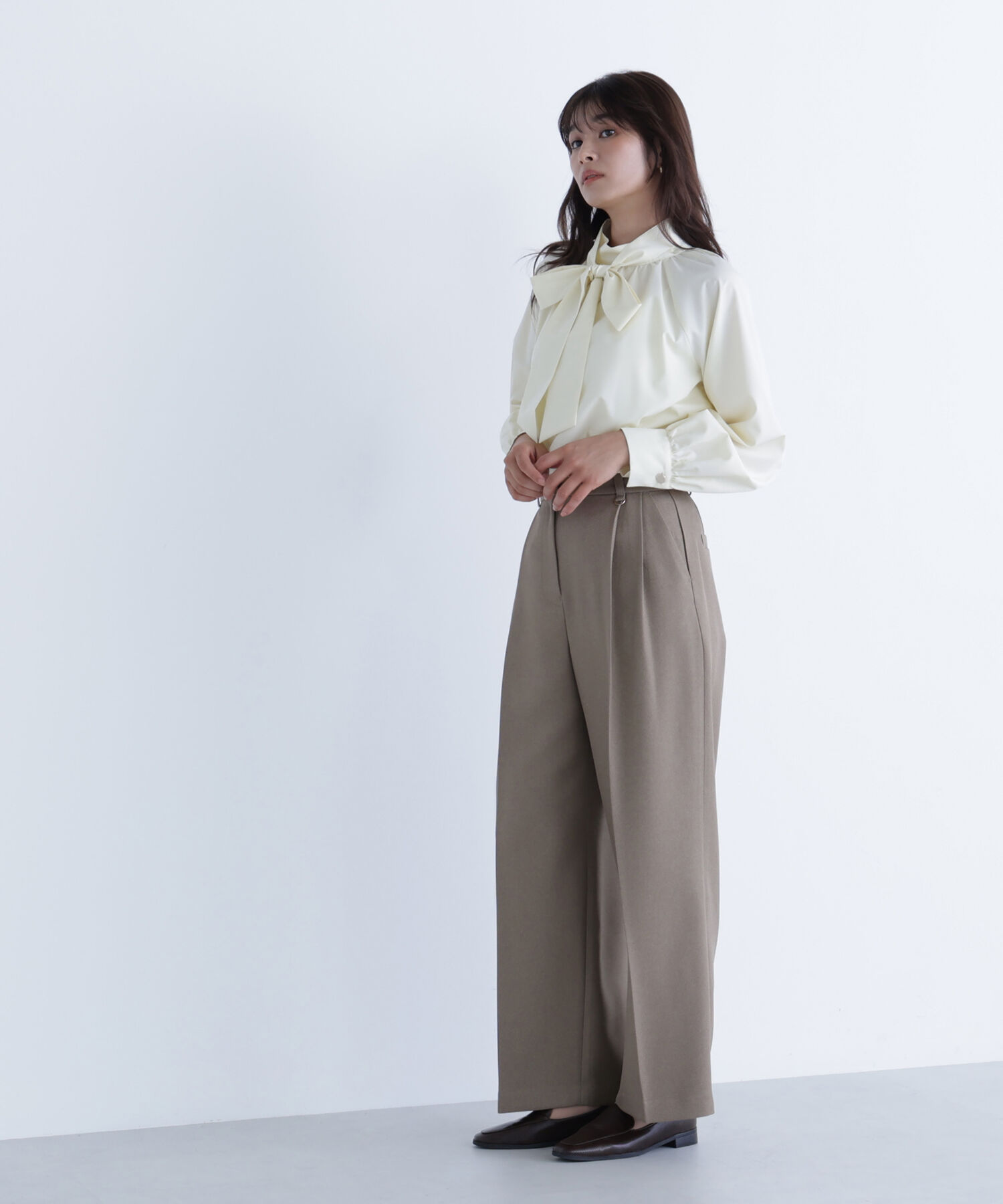  「＜骨格ナチュラル＞ツイーディータックワイドパンツ」|その他|