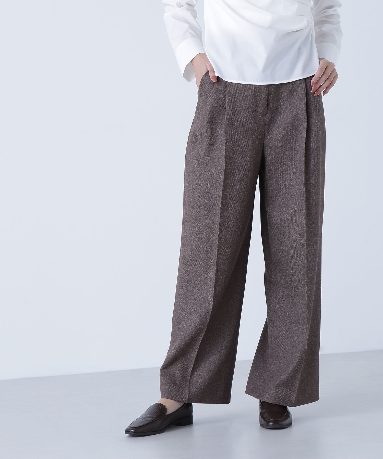  「＜骨格ナチュラル＞ツイーディータックワイドパンツ」|その他|