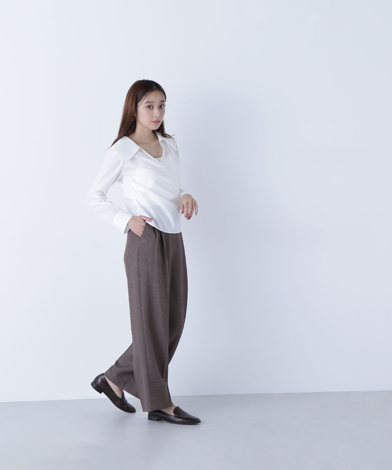  「＜骨格ナチュラル＞ツイーディータックワイドパンツ」|その他|