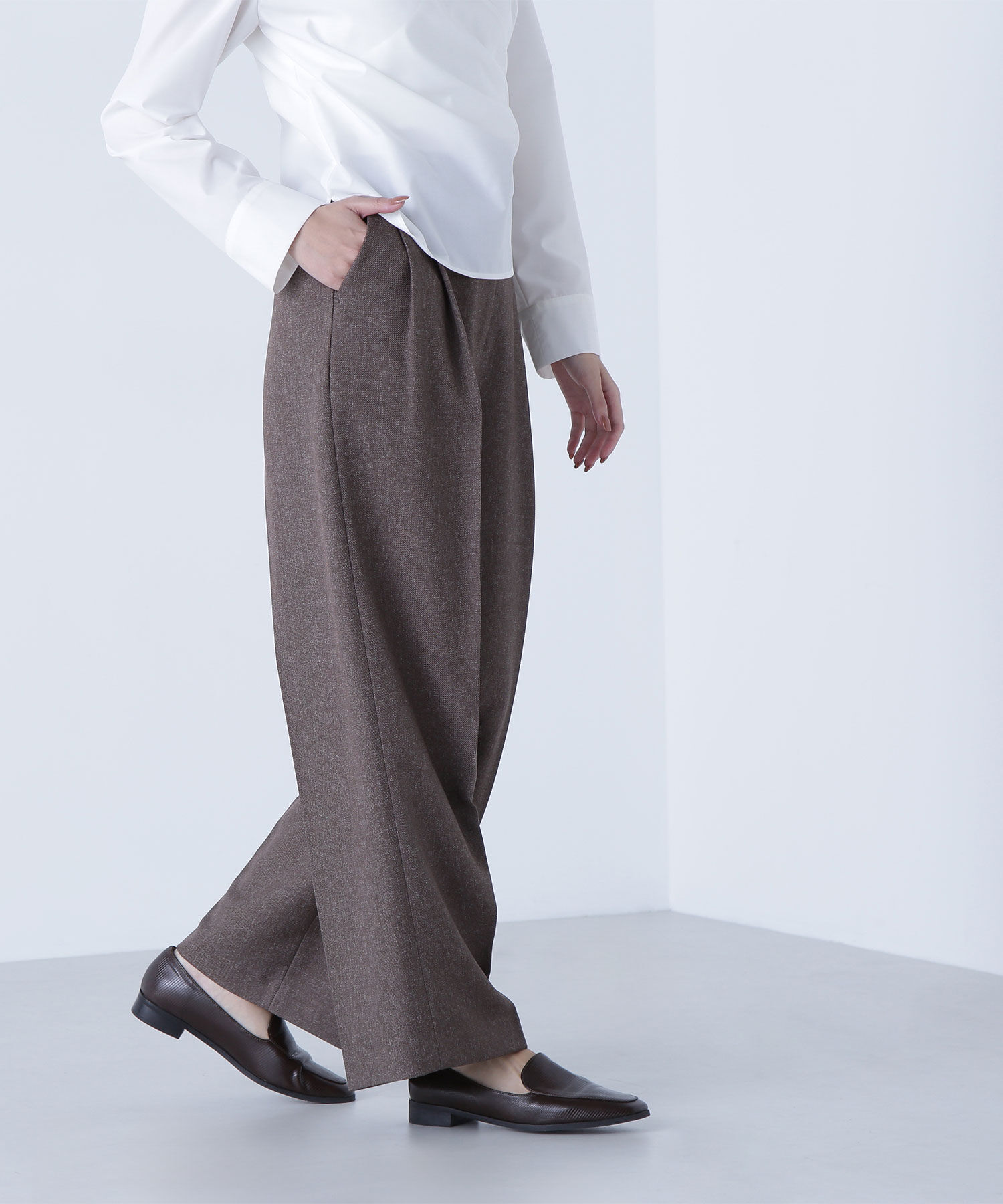  「＜骨格ナチュラル＞ツイーディータックワイドパンツ」|その他|