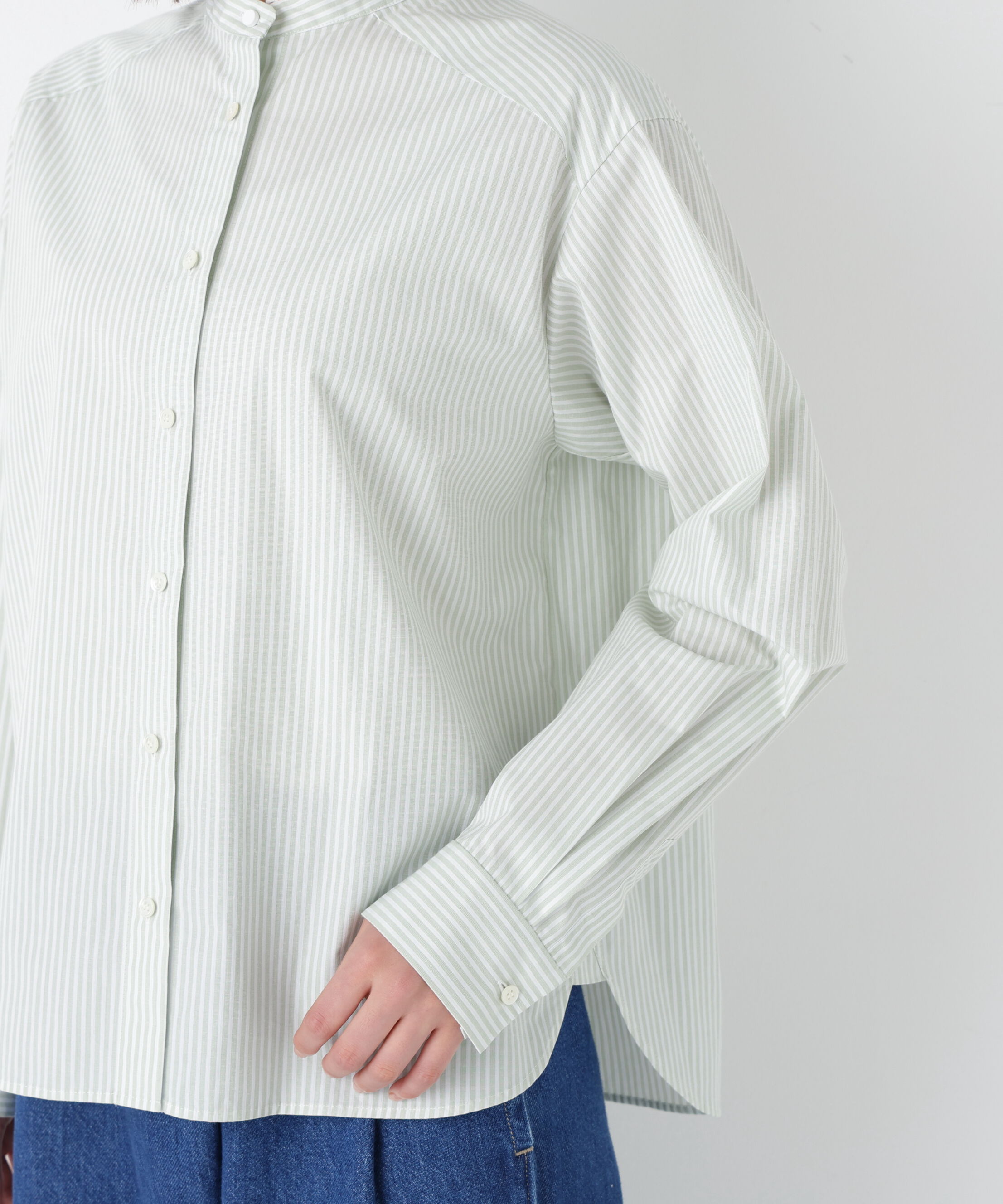  「◆ドビーストライプレースカラーブラウス」|シャツ・ブラウス|