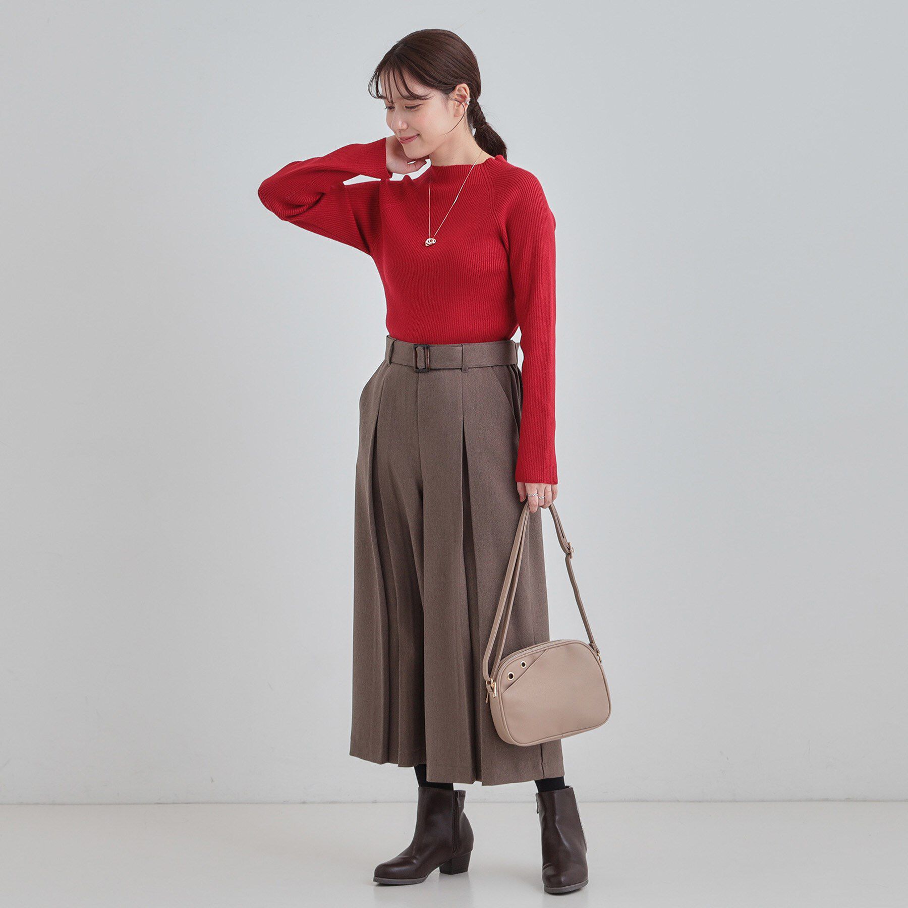 SHOO･LA･RUE「【絶妙なゆるピタ/洗濯機可】ちくちくしにくい リブハイネックやわらかニット」|ニット・セーター|