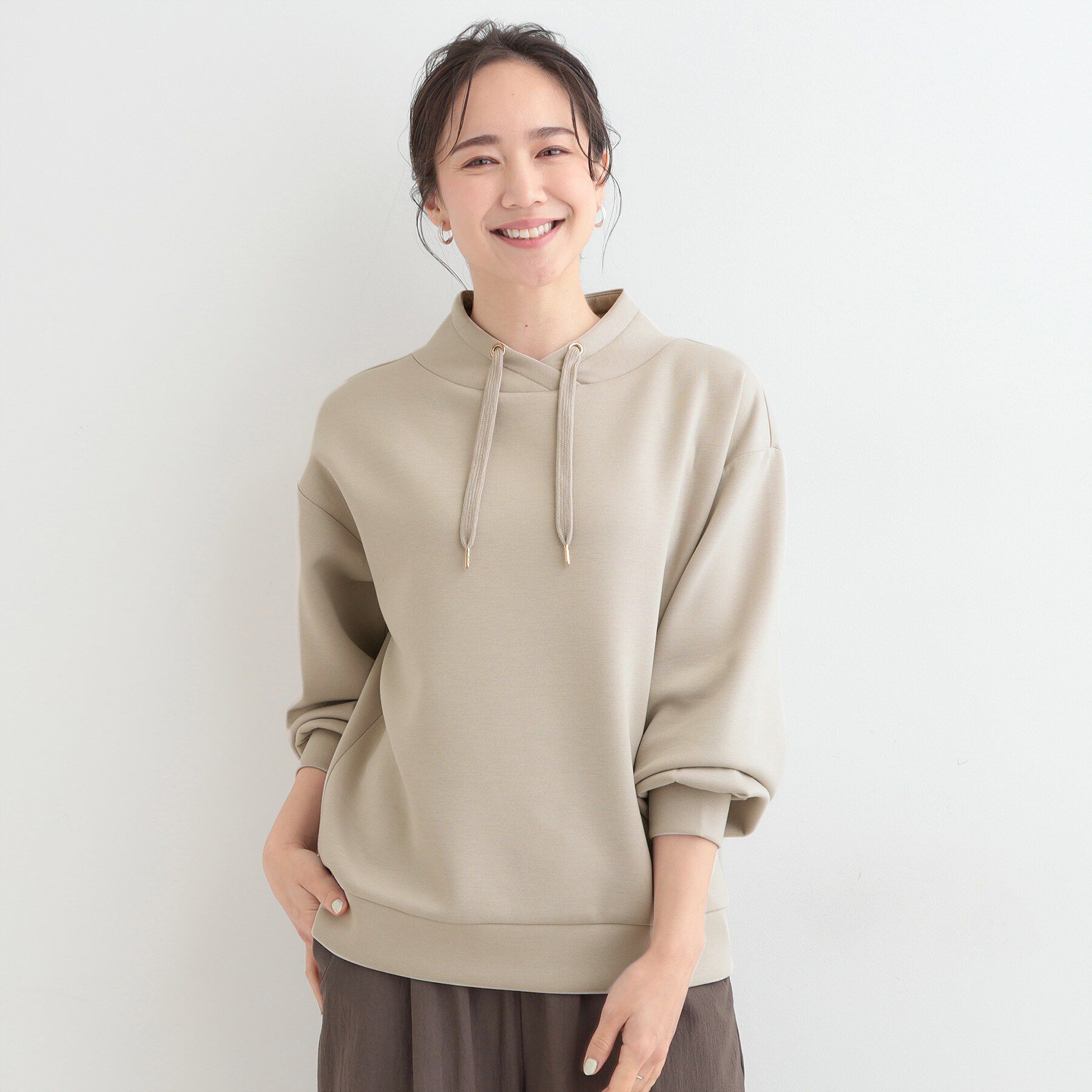 SHOO･LA･RUE「【S-LL】なめらかタッチ もちさら ニュアンス襟トップス」|Tシャツ・カットソー|