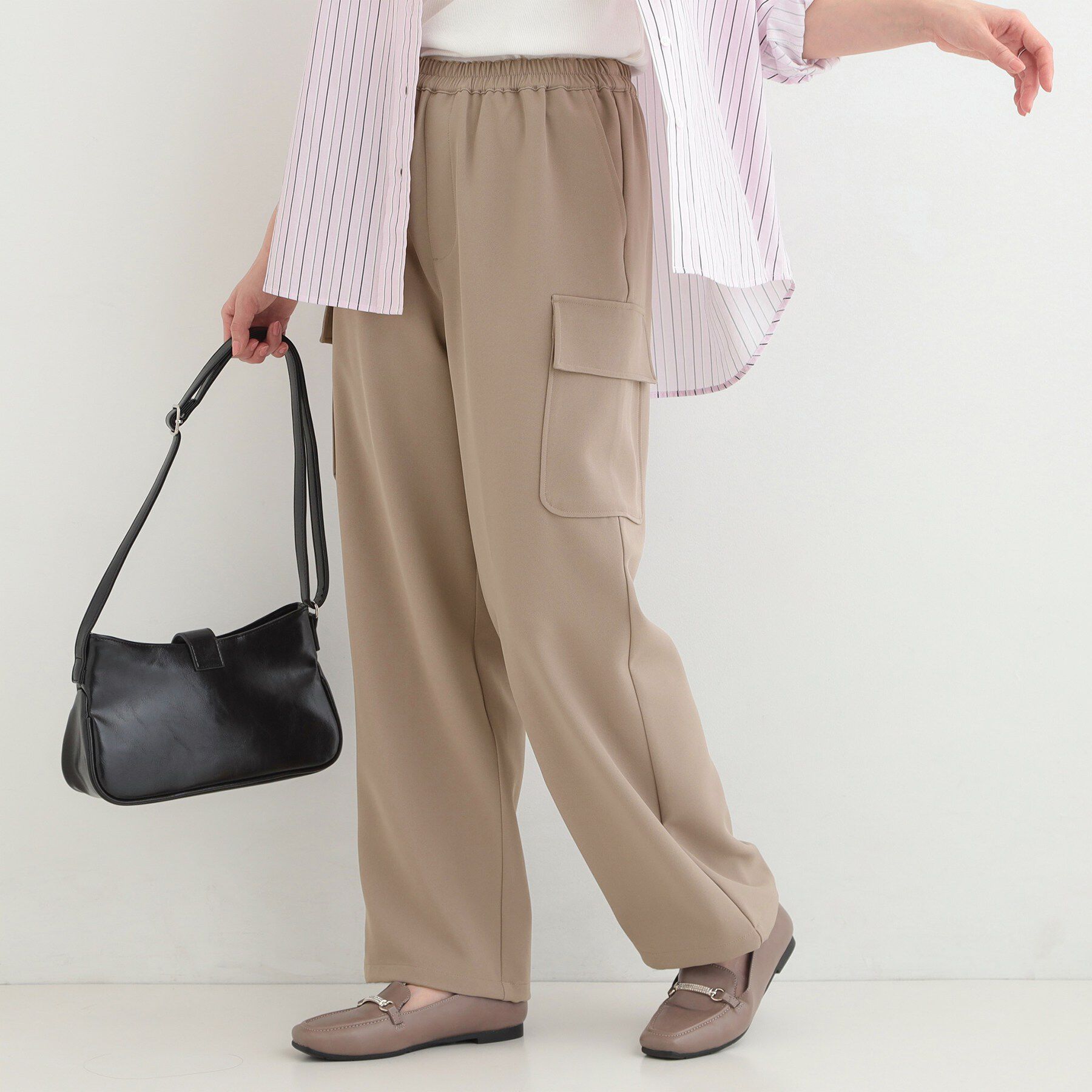 SHOO･LA･RUE「【洗濯機可/S-LL/2WAY】こなれたカジュアルスタイルに イージーカーゴパンツ」|その他|モカブラウン(042