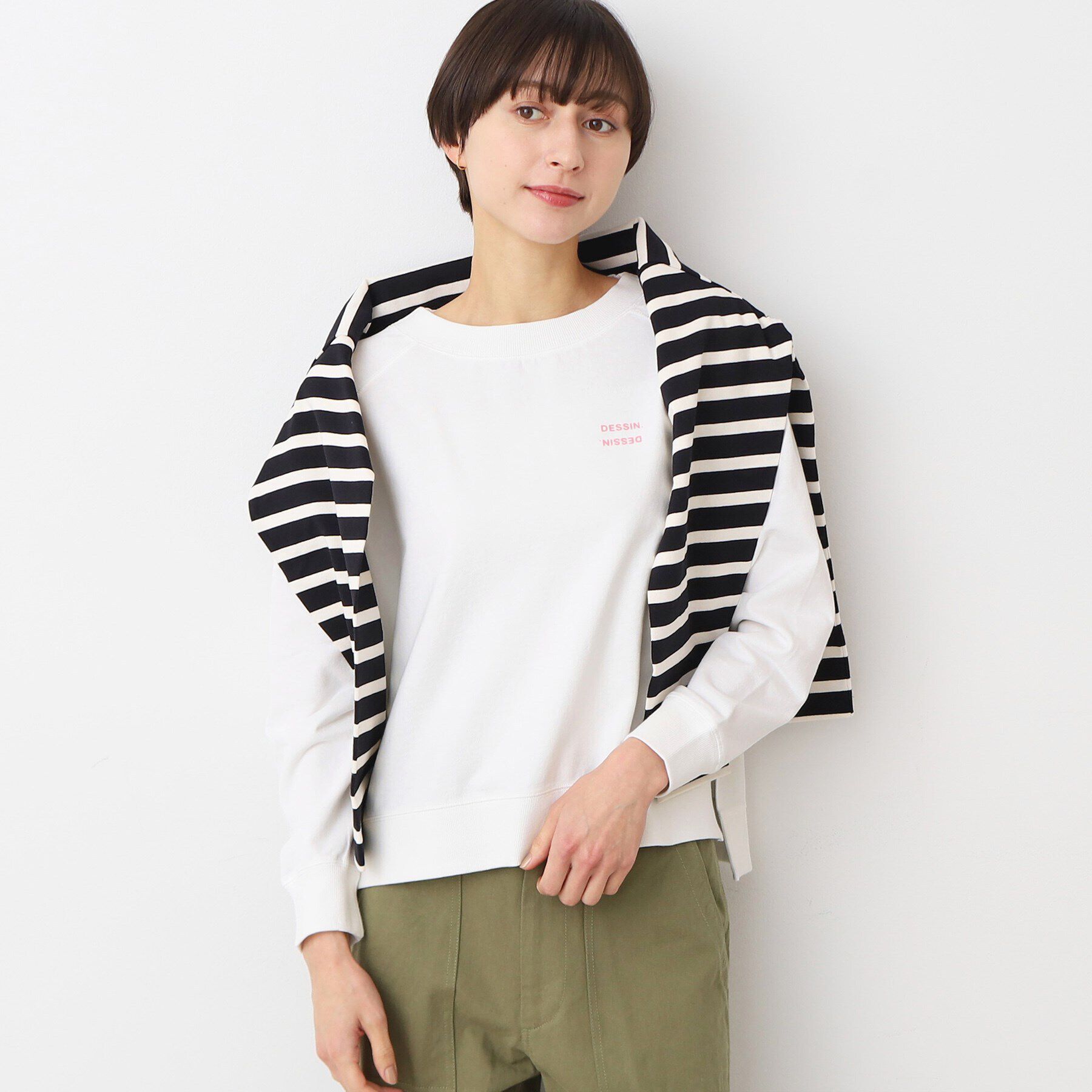 Dessin「【洗える】クロップド丈ロゴカットソー（S～L）」|Tシャツ・カットソー|ホワイト(002)