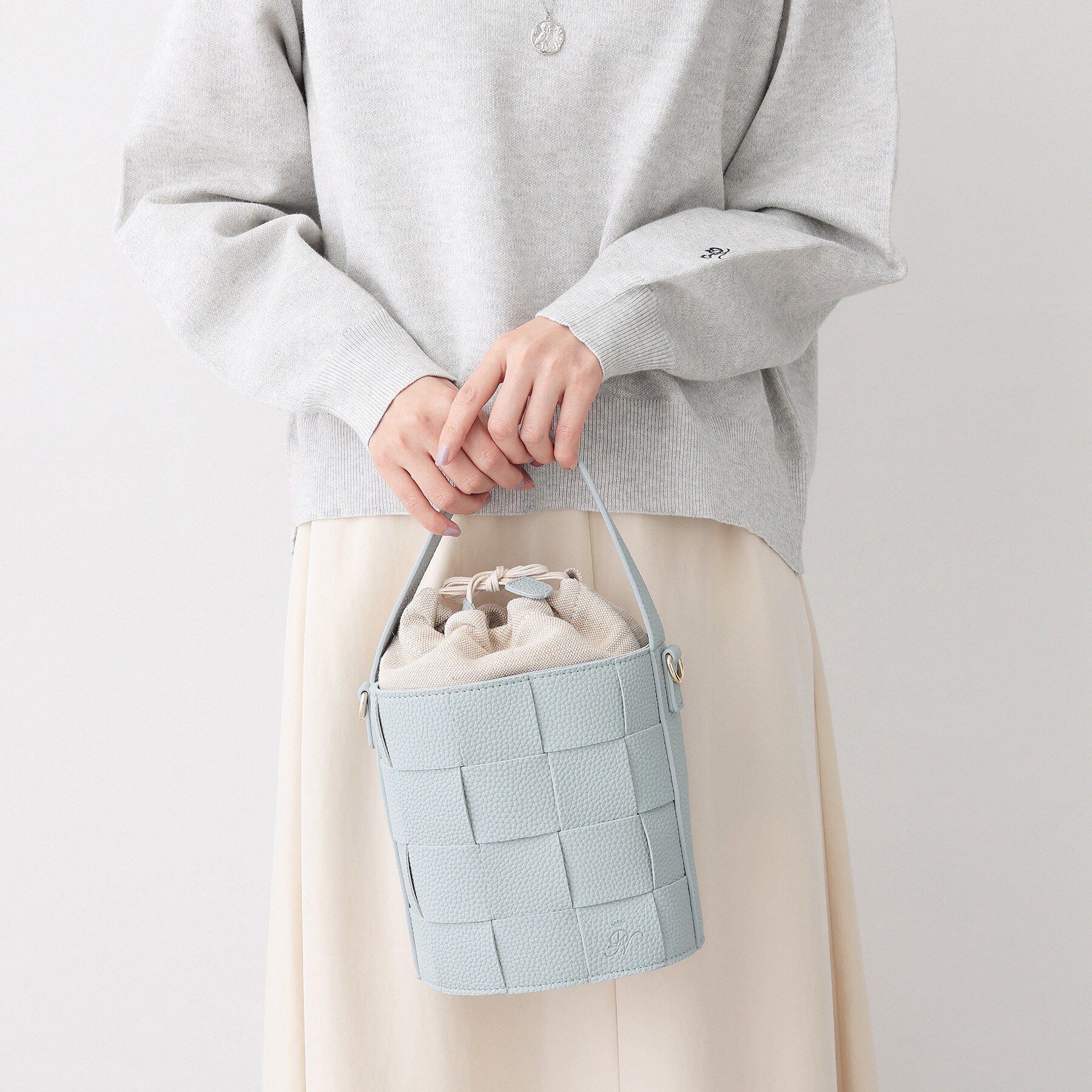 Dessin「【新色追加/2WAY】メッシュシリーズバケツBAG」|ショルダー・メッセンジャー|サックスブルー(09