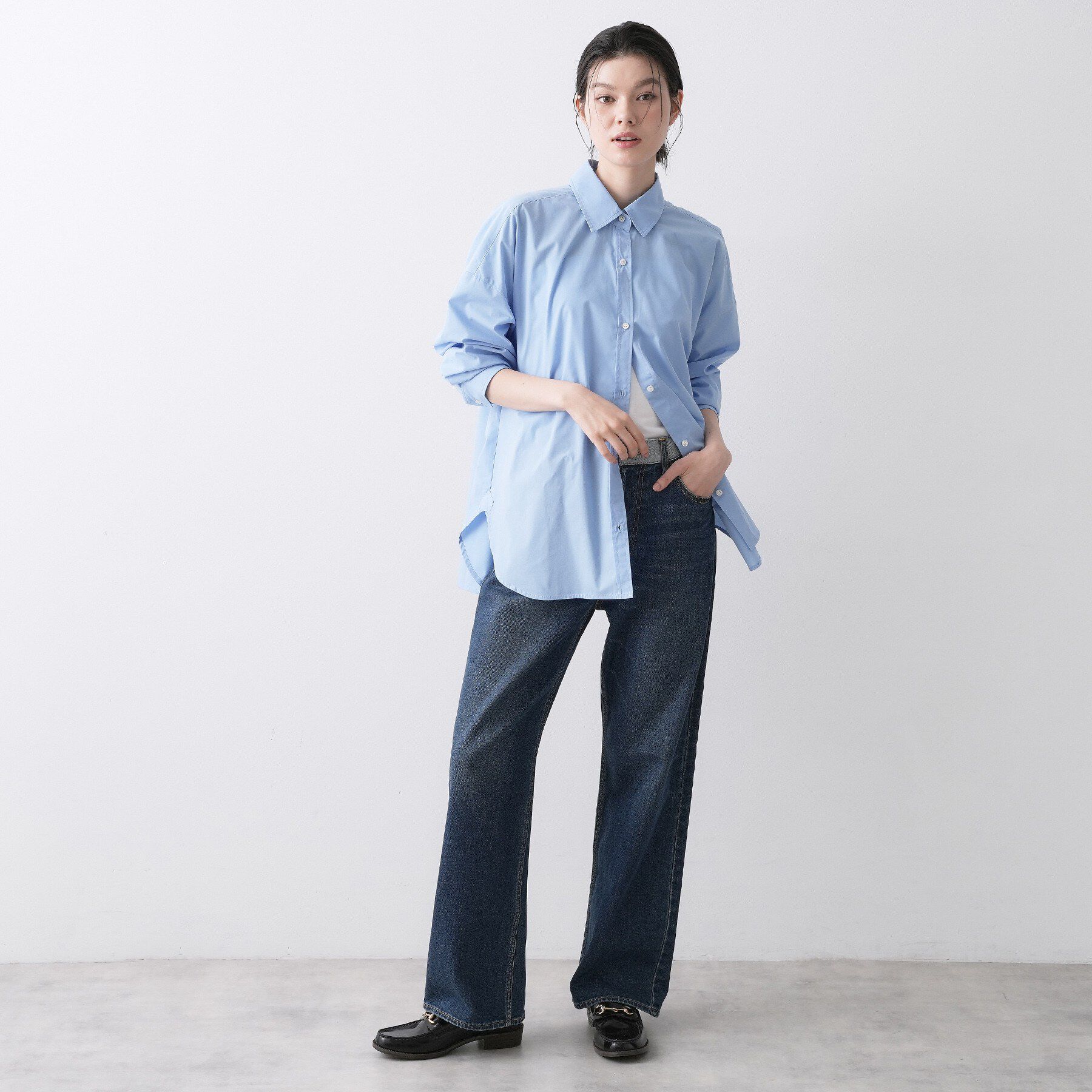 Dessin「【洗える】バックボタンオーバーシャツ」|シャツ・ブラウス|