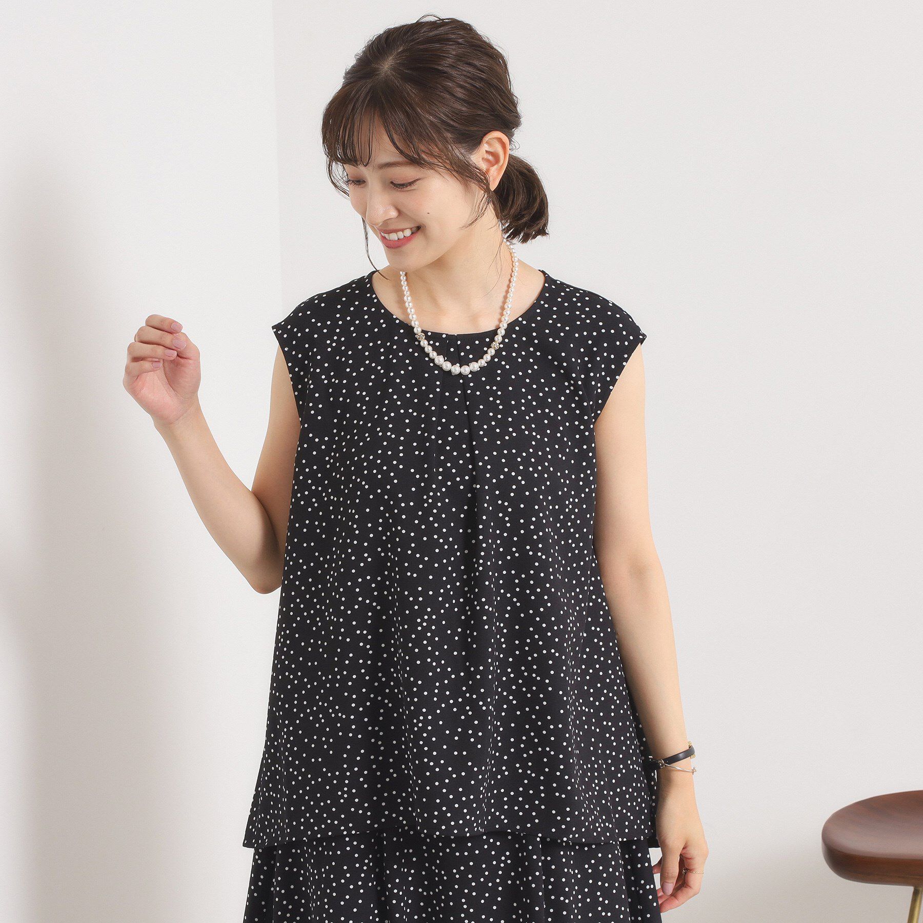 ITS&rsquo;DEMO「【UVカット／速乾／冷感／洗濯機OK／洗濯後しわになりにくい】麻調ストレッチタックブラウス＜ラク服シ」|シャツ・ブラウス|