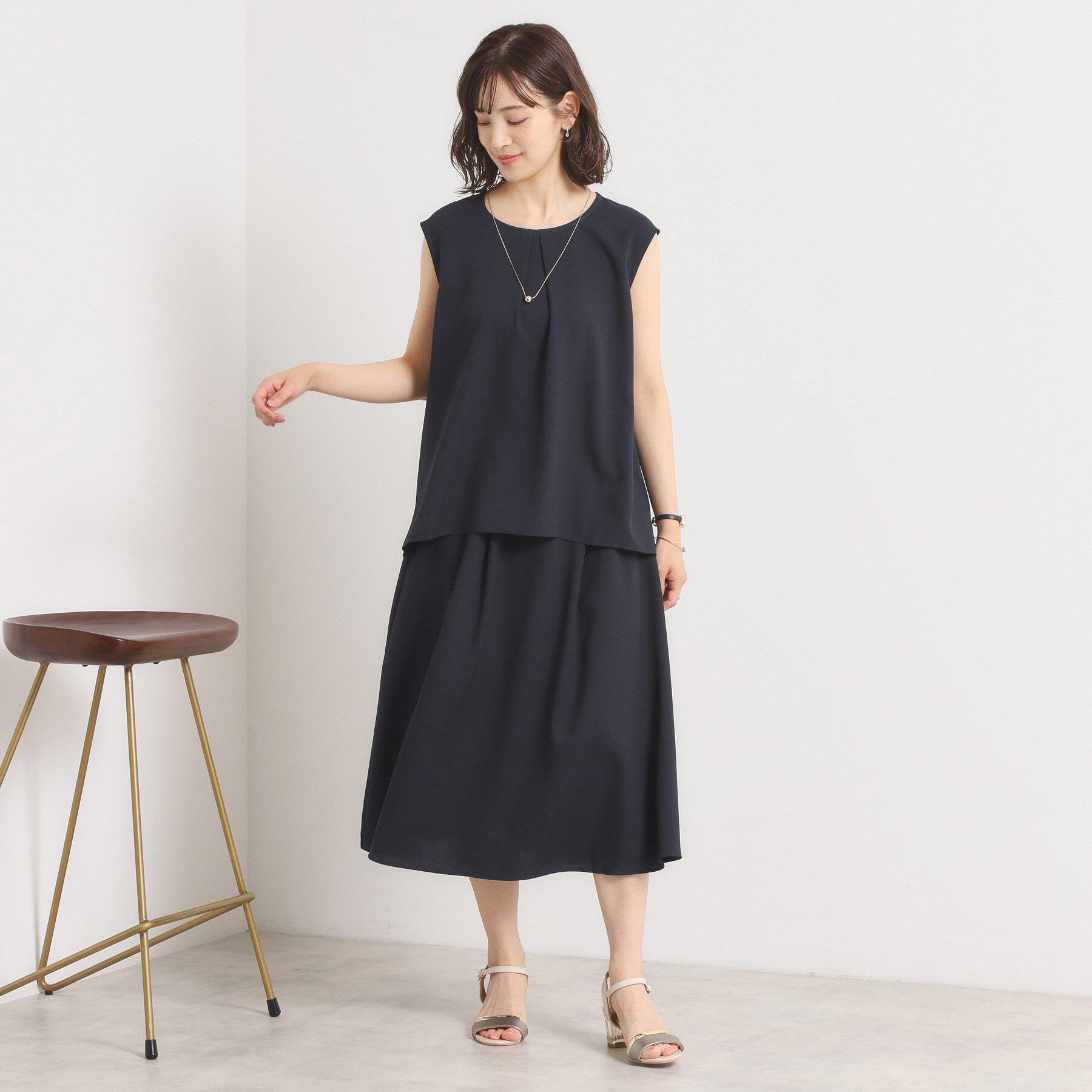 ITS&rsquo;DEMO「【UVカット／速乾／冷感／洗濯機OK／洗濯後しわになりにくい】麻調ストレッチタックブラウス＜ラク服シ」|シャツ・ブラウス|