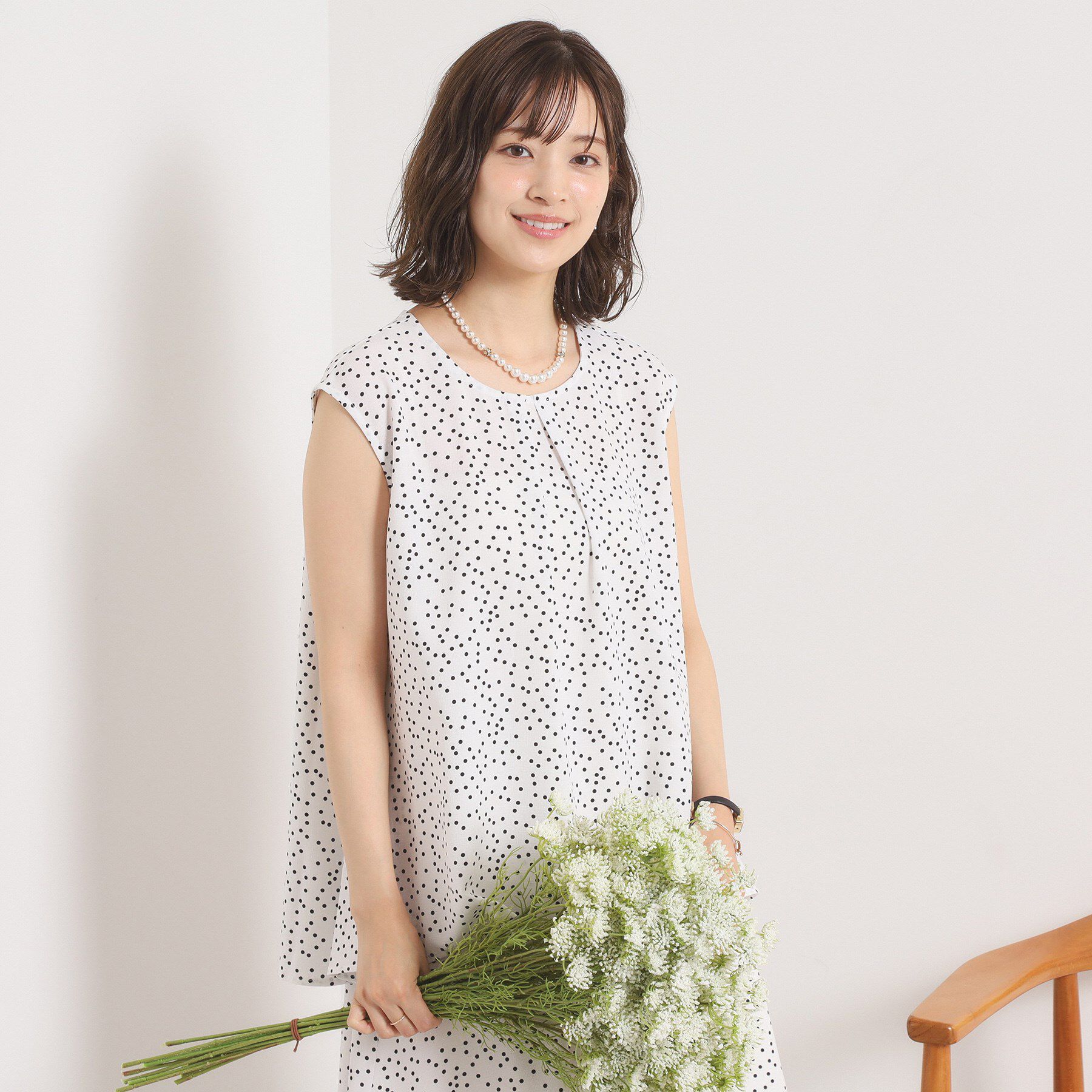 ITS&rsquo;DEMO「【UVカット／速乾／冷感／洗濯機OK／洗濯後しわになりにくい】麻調ストレッチタックブラウス＜ラク服シ」|シャツ・ブラウス|