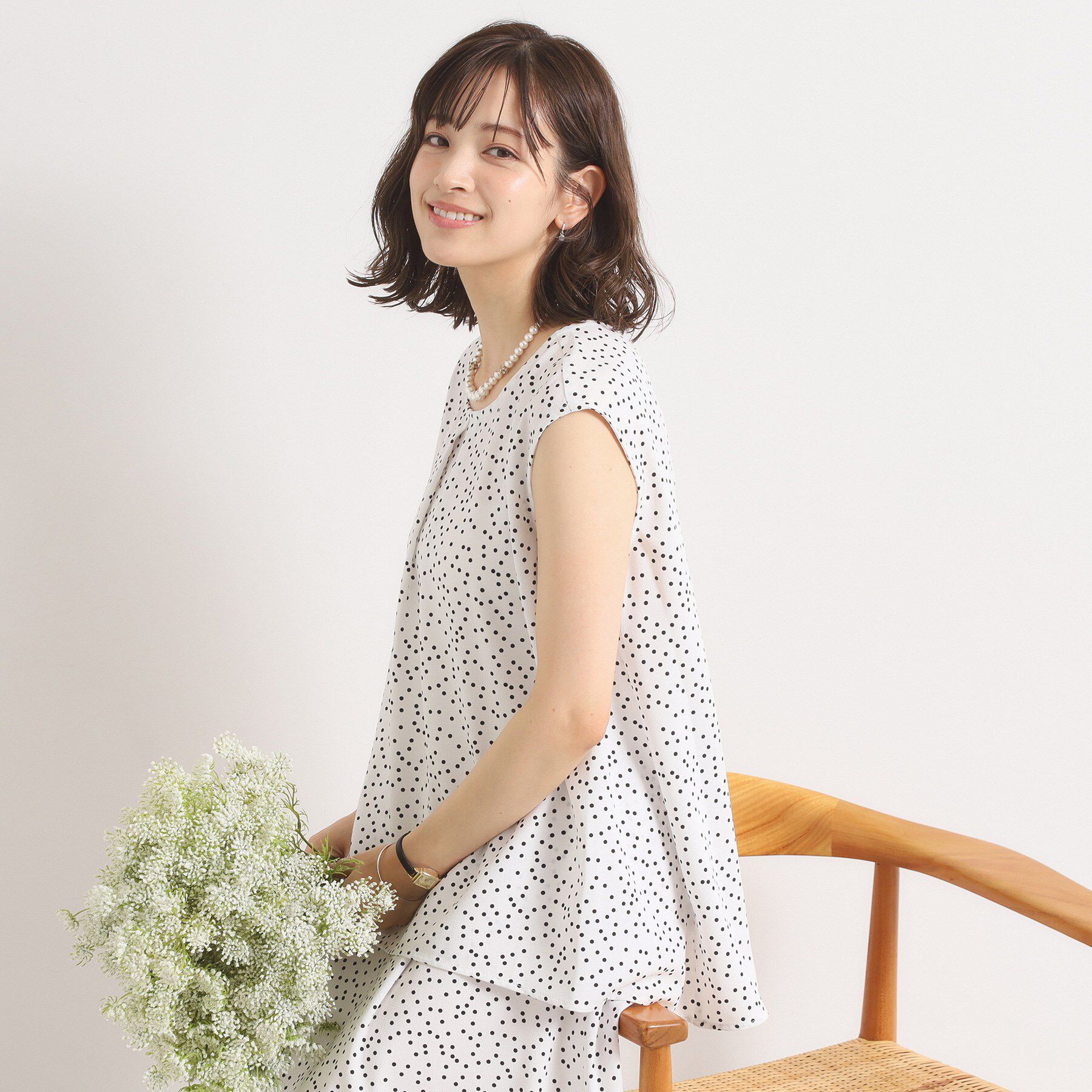 ITS&rsquo;DEMO「【UVカット／速乾／冷感／洗濯機OK／洗濯後しわになりにくい】麻調ストレッチタックブラウス＜ラク服シ」|シャツ・ブラウス|