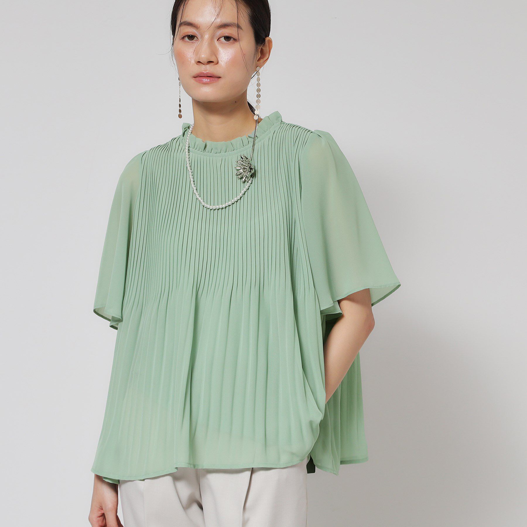 SunaUna「【プリーツ／フレアスリーブ】Aラインブラウス」|シャツ・ブラウス|