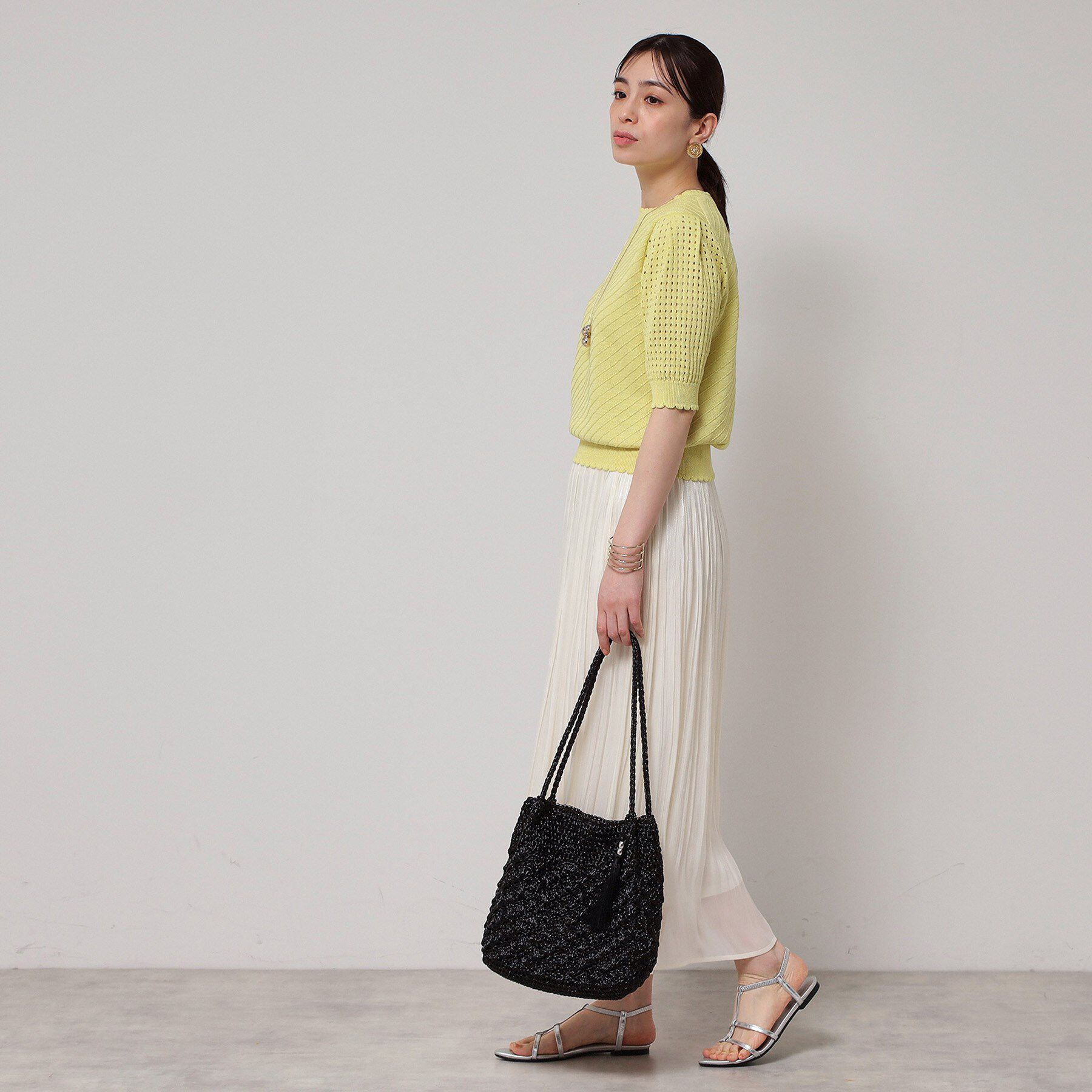 SunaUna「【SS～Lサイズ展開／5分袖】編地変化ニット」|ニット・セーター|