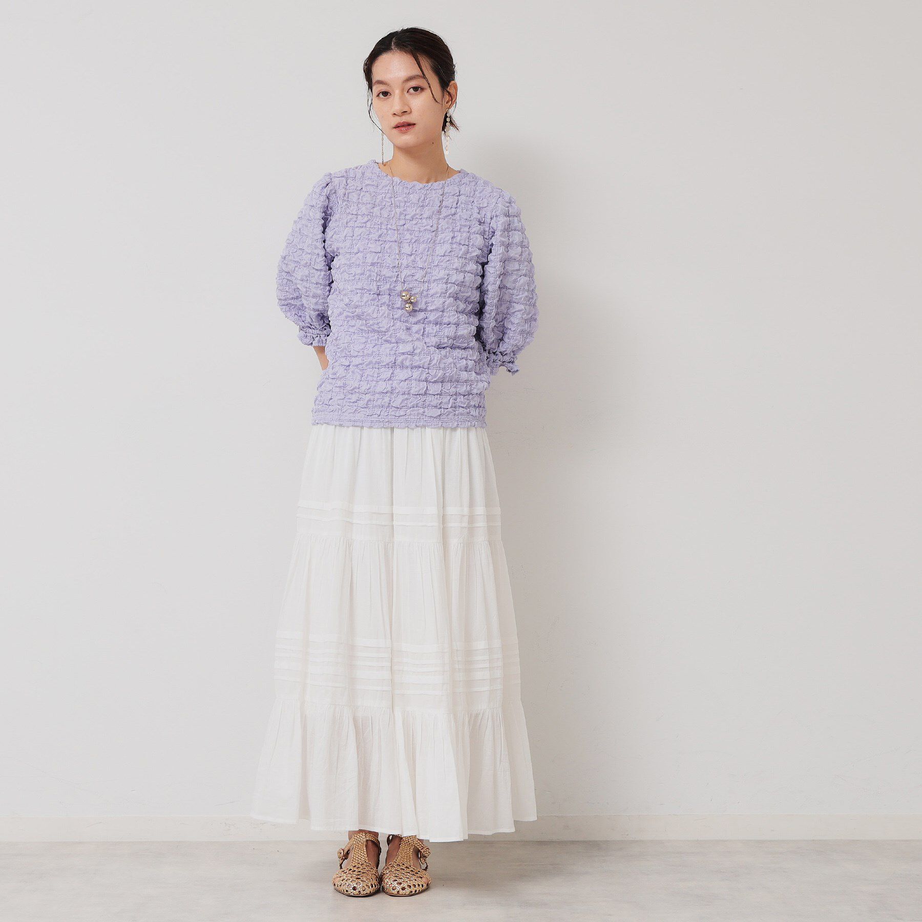 SunaUna「【軽い着心地／インド綿】ティアードロングスカート」|スカート|