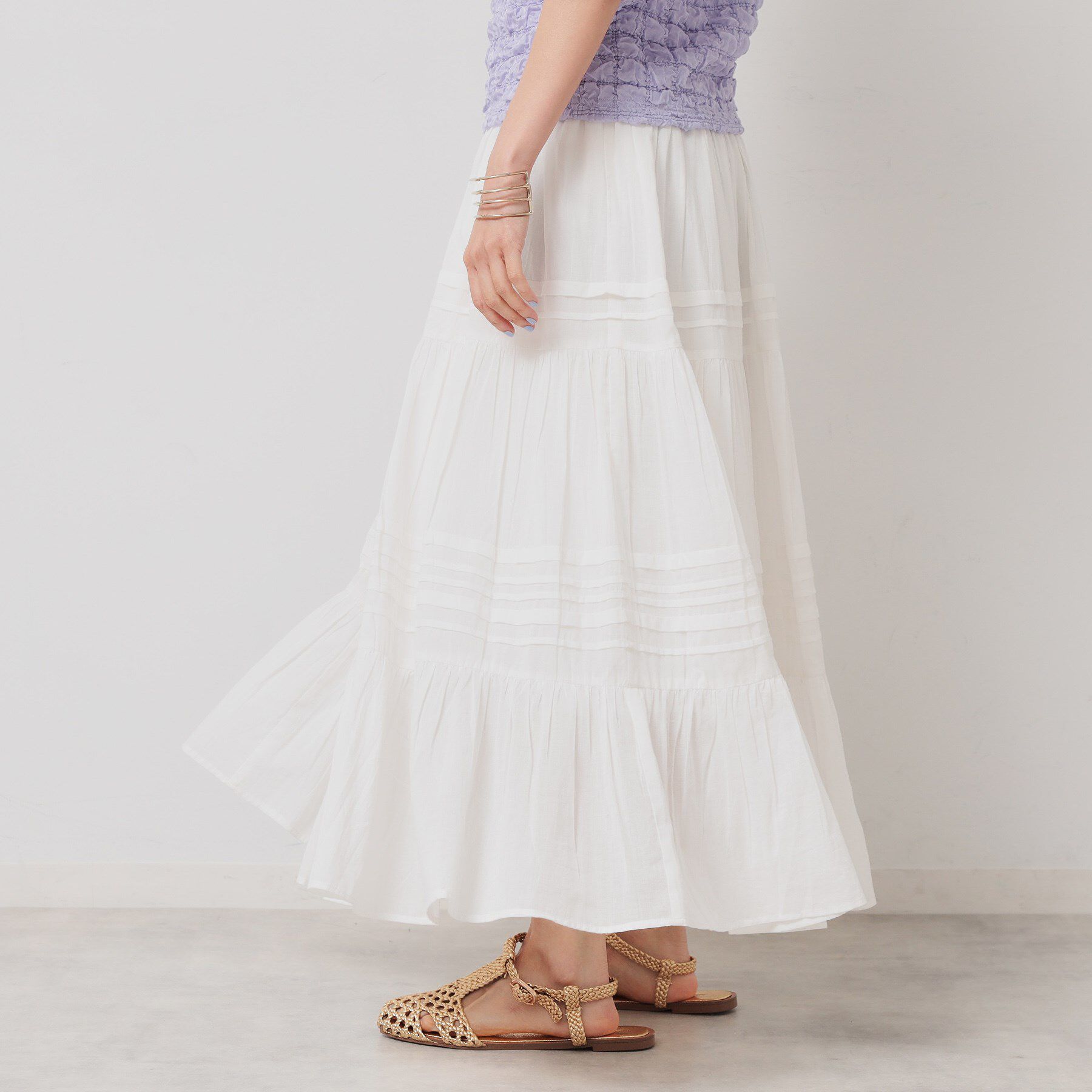 SunaUna「【軽い着心地／インド綿】ティアードロングスカート」|スカート|