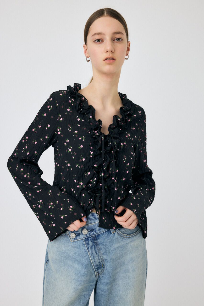 MOUSSY「LACE UP RUFFLE ブラウス」|シャツ・ブラウス|柄BLK5